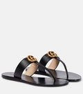 GUCCI GG MARMONT CALFSKIN LEATHER THONG SLIDES