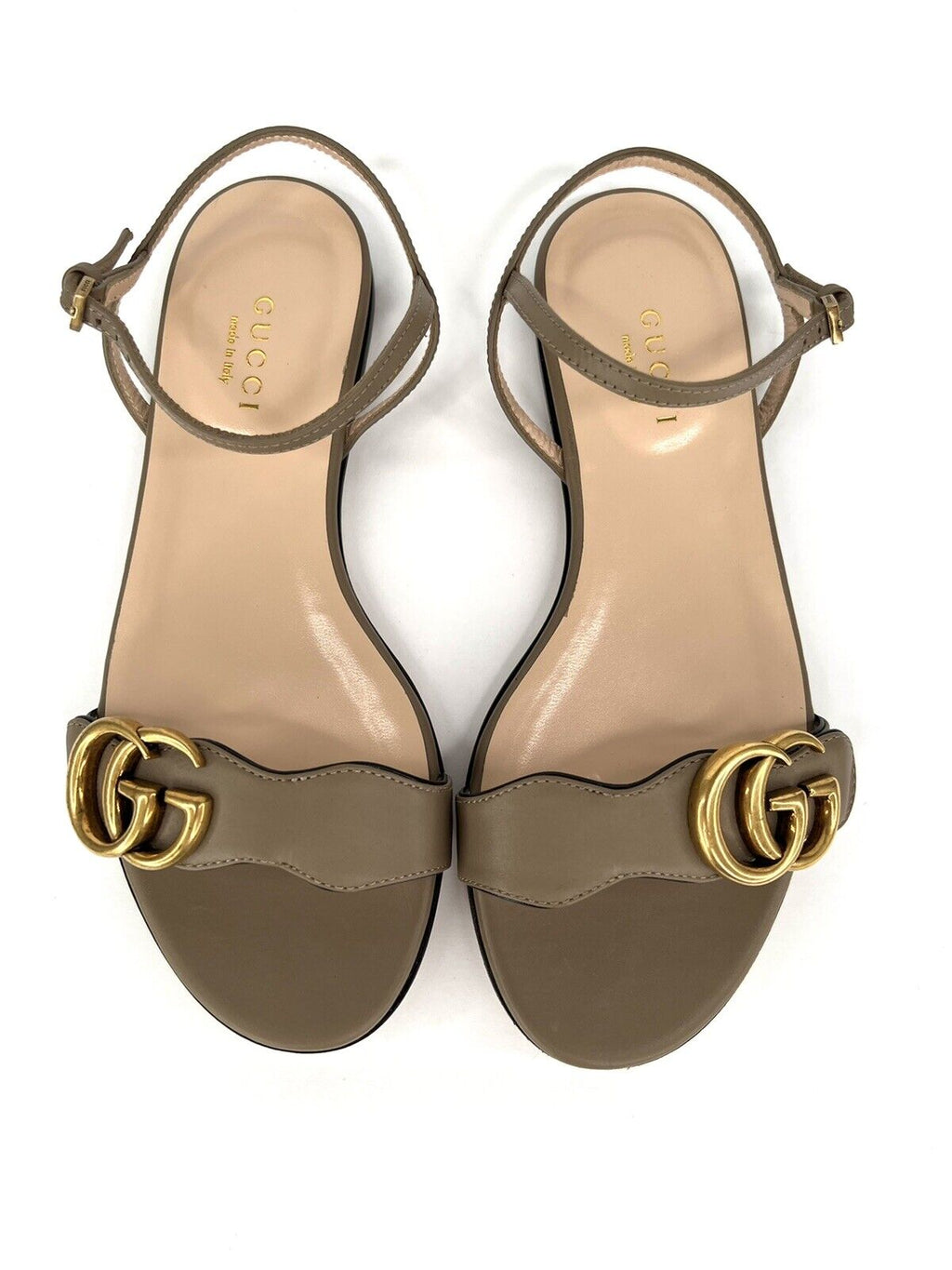GUCCI GG MARMONT LEATHER DOUBLE G SANDALS