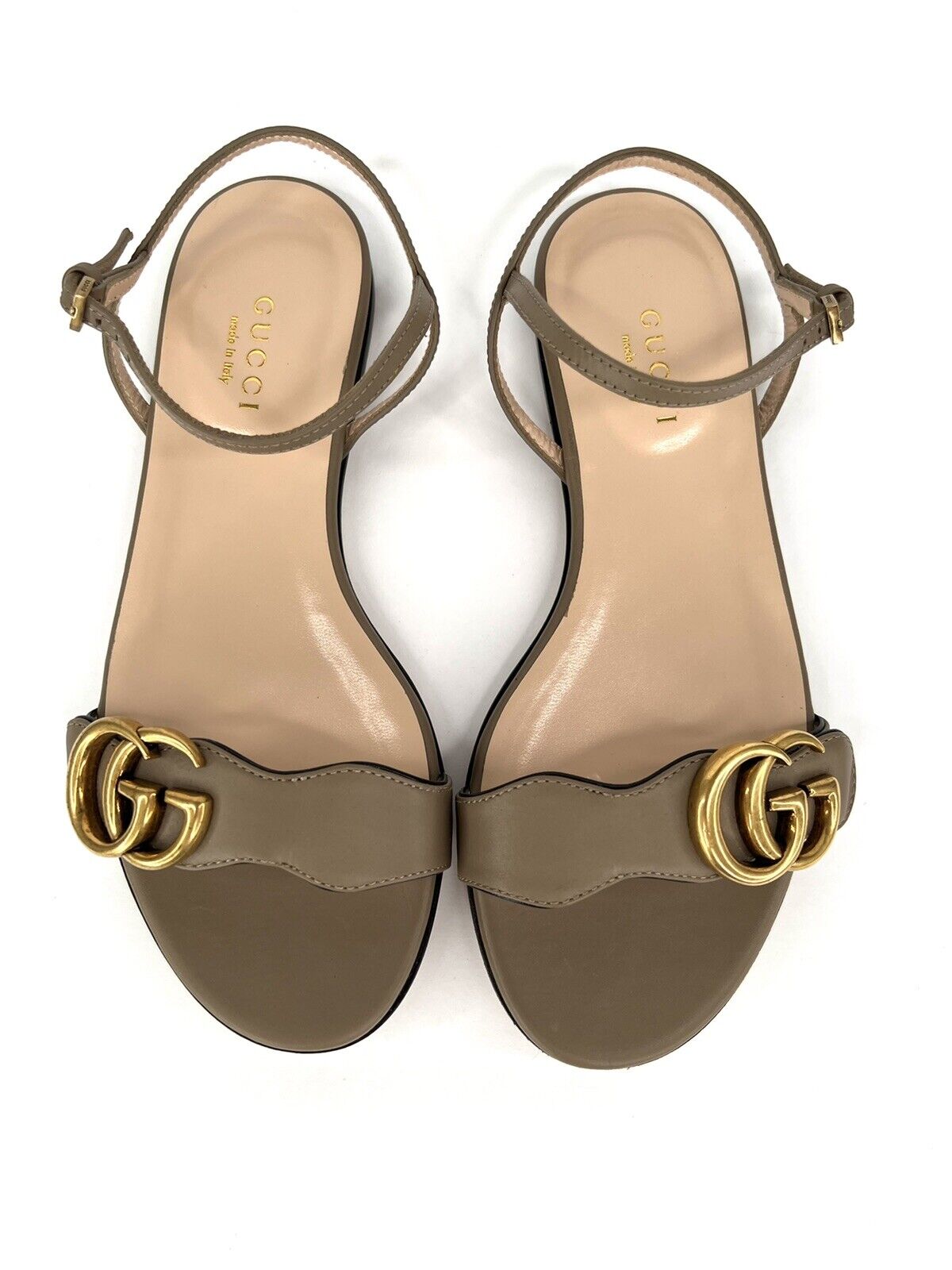 GUCCI GG MARMONT LEATHER DOUBLE G SANDALS