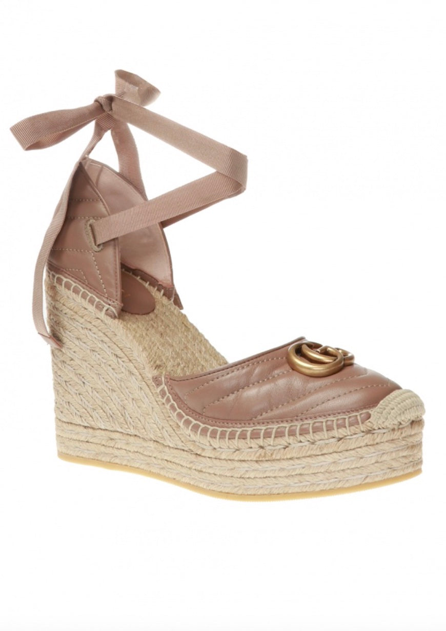 GUCCI MATELASSE LEATHER PLATFORM ESPADRILLES