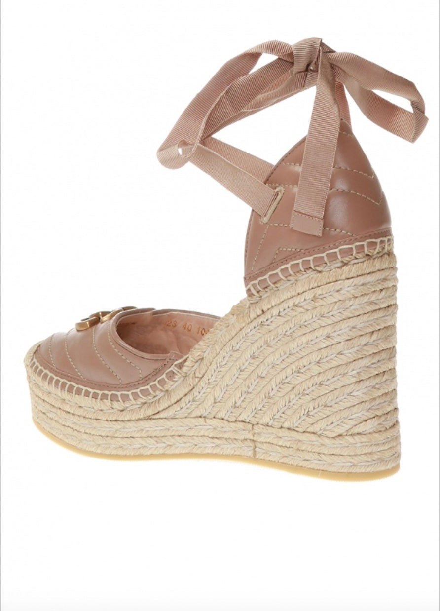 GUCCI MATELASSE LEATHER PLATFORM ESPADRILLES