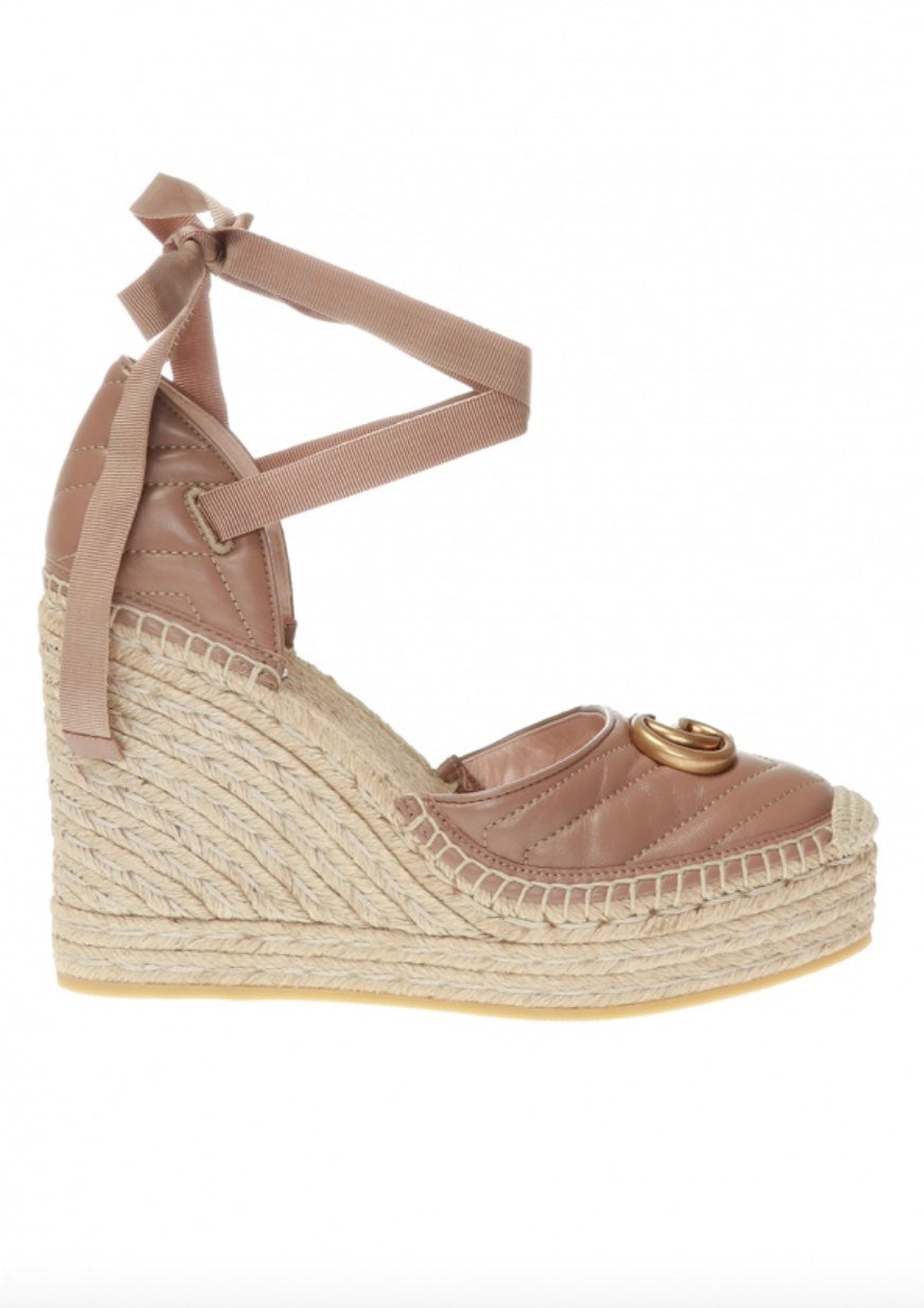 GUCCI MATELASSE LEATHER PLATFORM ESPADRILLES