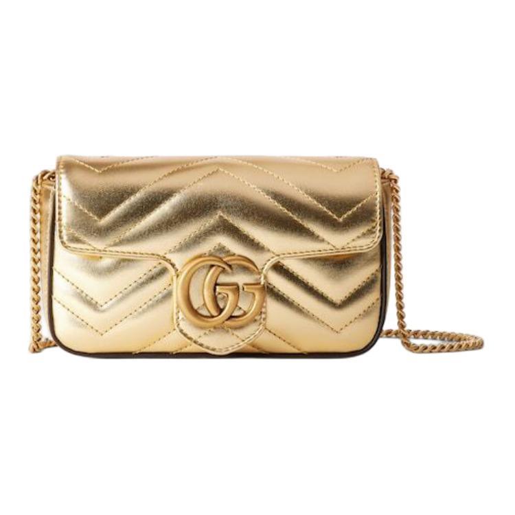 GUCCI METALLIC CALFSKIN GG MARMONT SUPER MINI CROSSBODY BAG