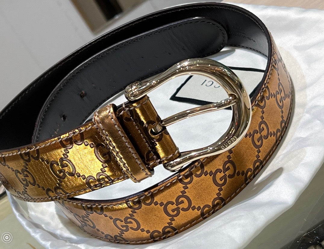 GUCCI METALLIC MONOGRAM BELT
