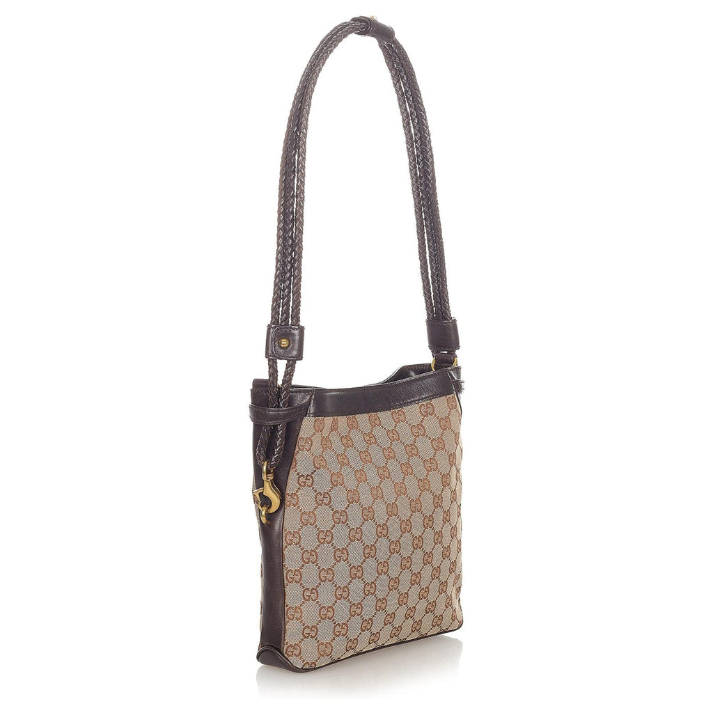 GUCCI GG MONOGRAM BRAIDED STRAP VINTAGE MESSENGER BAG