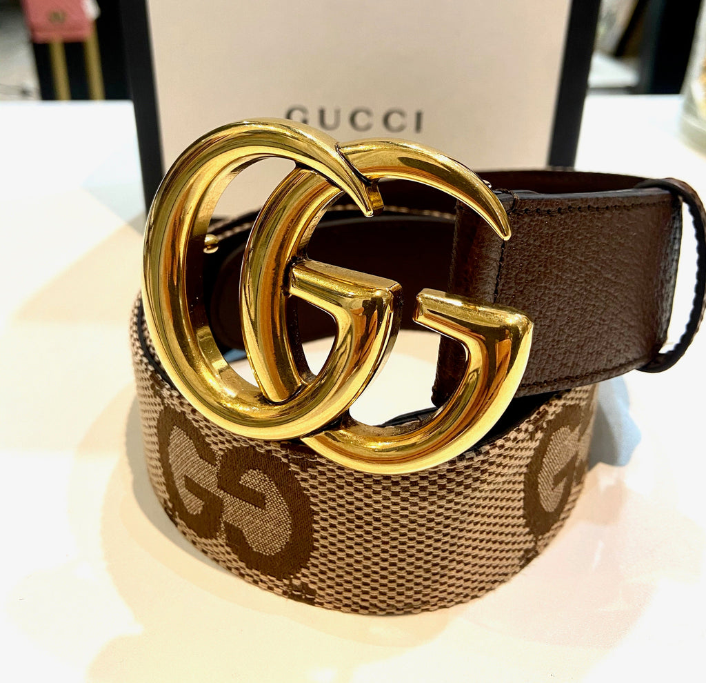 GUCCI GG MARMONT JUMBO GG MONOGRAM 40MM CALFSKIN BELT
