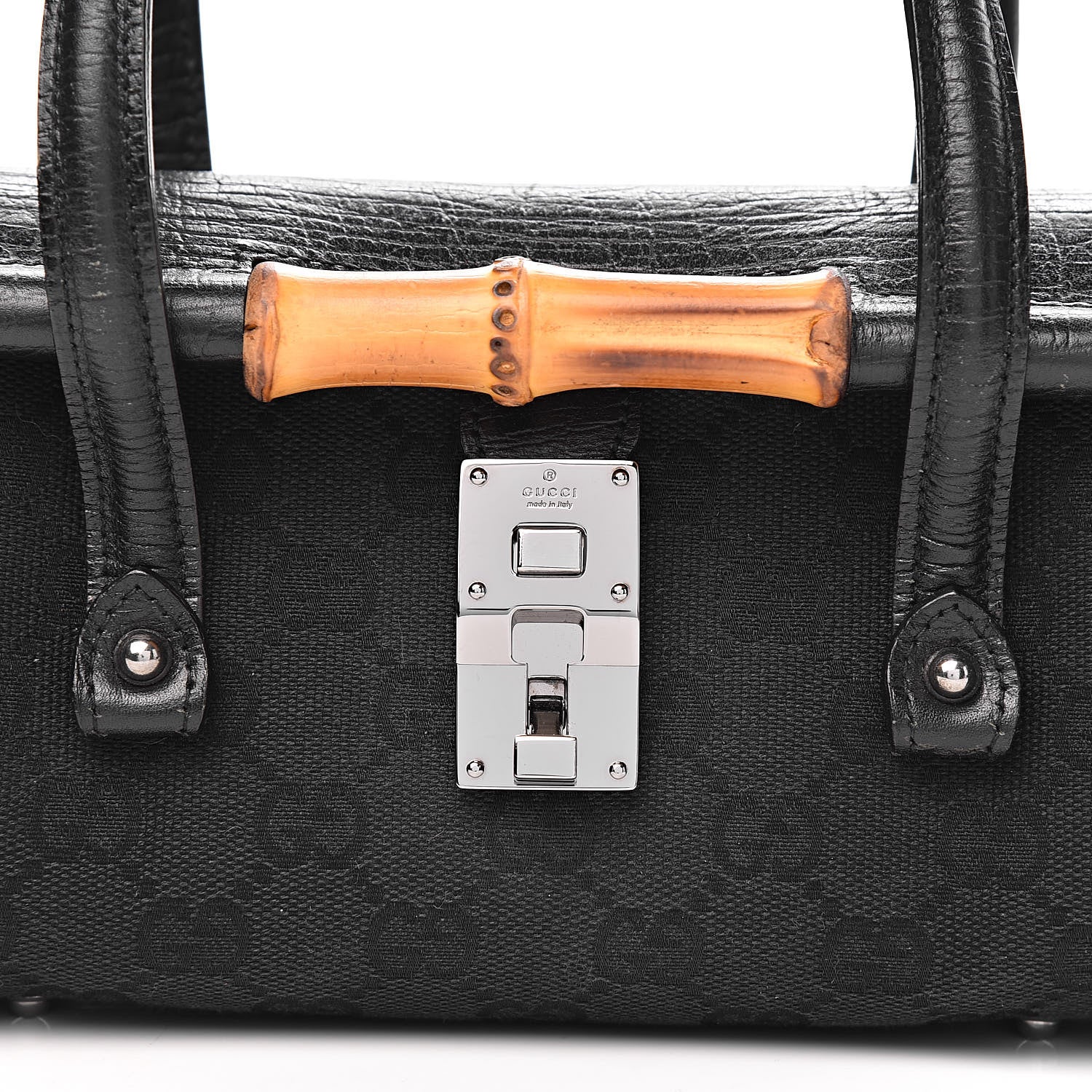 GUCCI MONOGRAM SMALL BAMBOO BULLET BAG