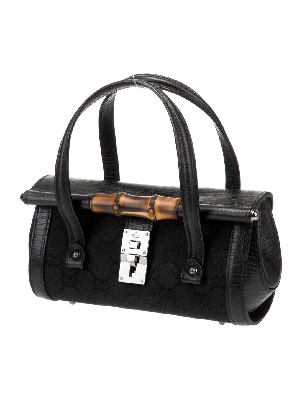 GUCCI MONOGRAM SMALL BAMBOO BULLET BAG