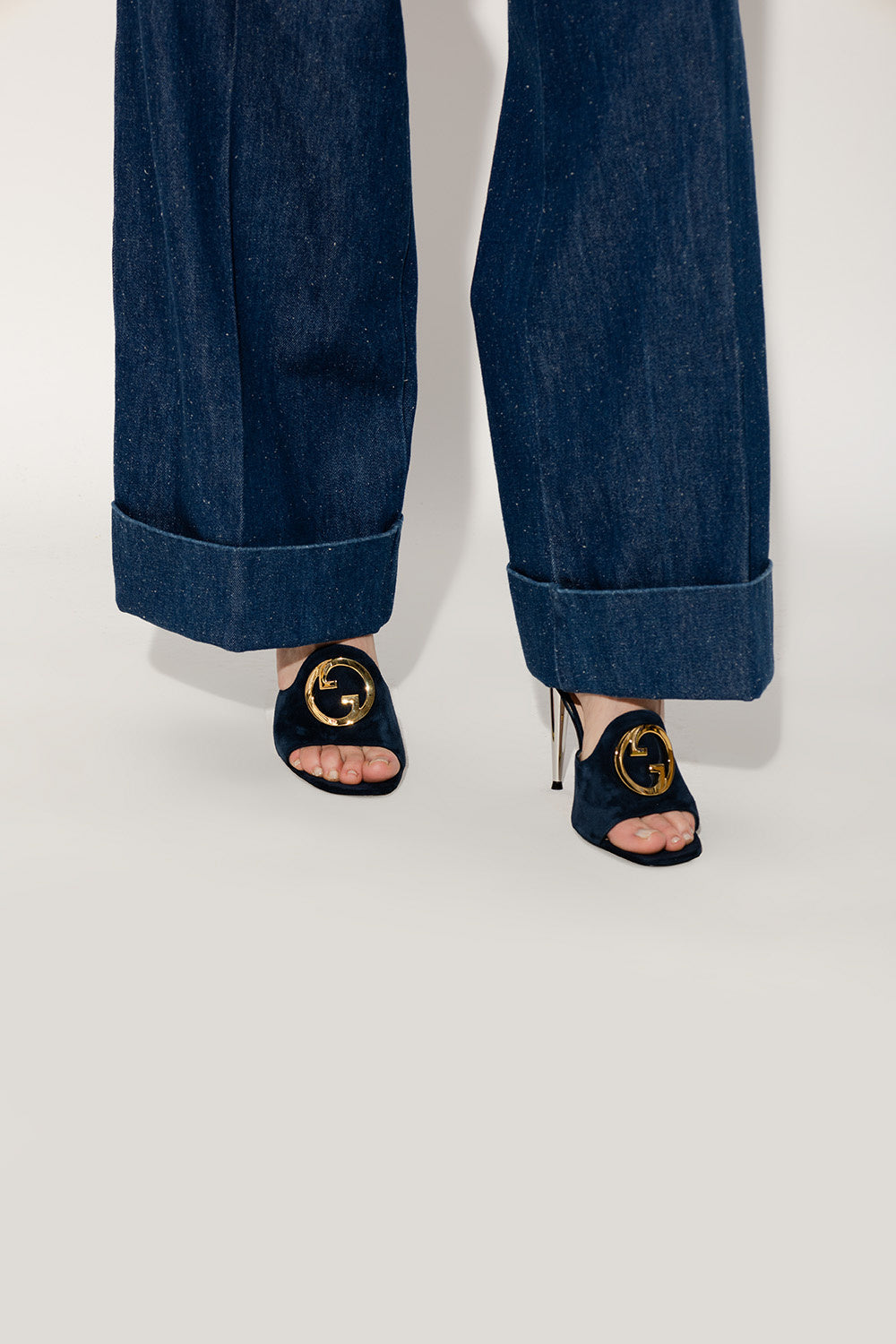 GUCCI BLONDIE HIGH-HEEL SUEDE SANDALS
