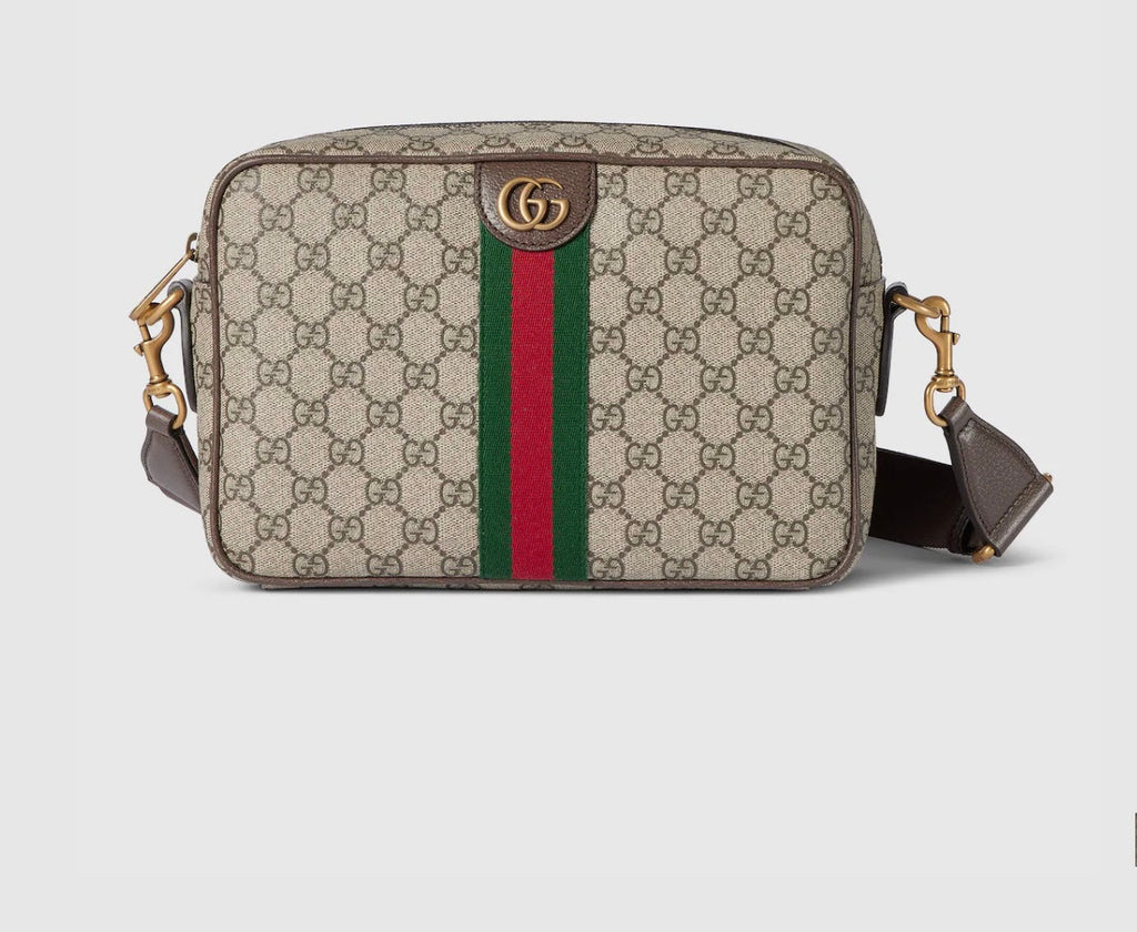 GUCCI OPHIDIA GG SUPREME WEB CANVAS MEDIUM SHOULDER BAG