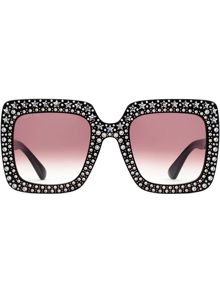 GUCCI OVERSIZED GG0148S 005 CRYSTAL SUNGLASSES