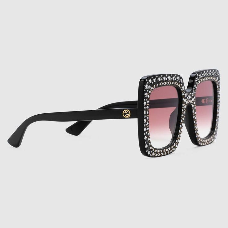 GUCCI OVERSIZED GG0148S 005 CRYSTAL SUNGLASSES