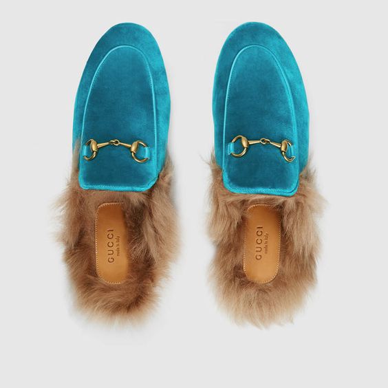 GUCCI PRINCETOWN HORSEBIT VELVET MULES