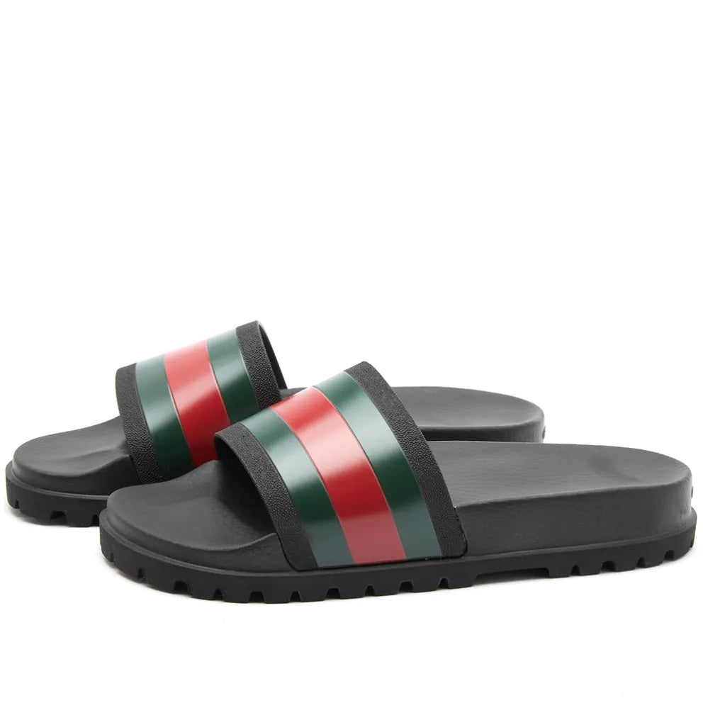 GUCCI PURSUIT TREK WEB RUBBER SLIDES