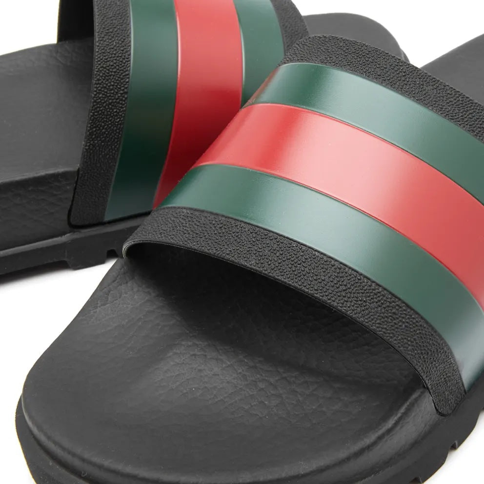 GUCCI PURSUIT TREK WEB RUBBER SLIDES