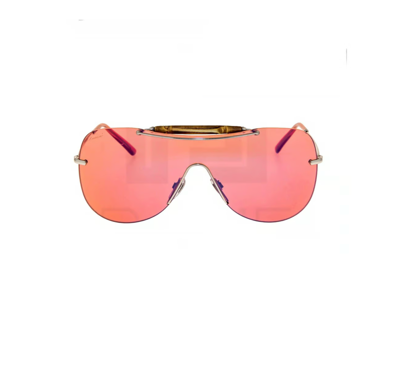 GUCCI PALLADIUM PINK BAMBOO MIRRORED SUNGLASSES
