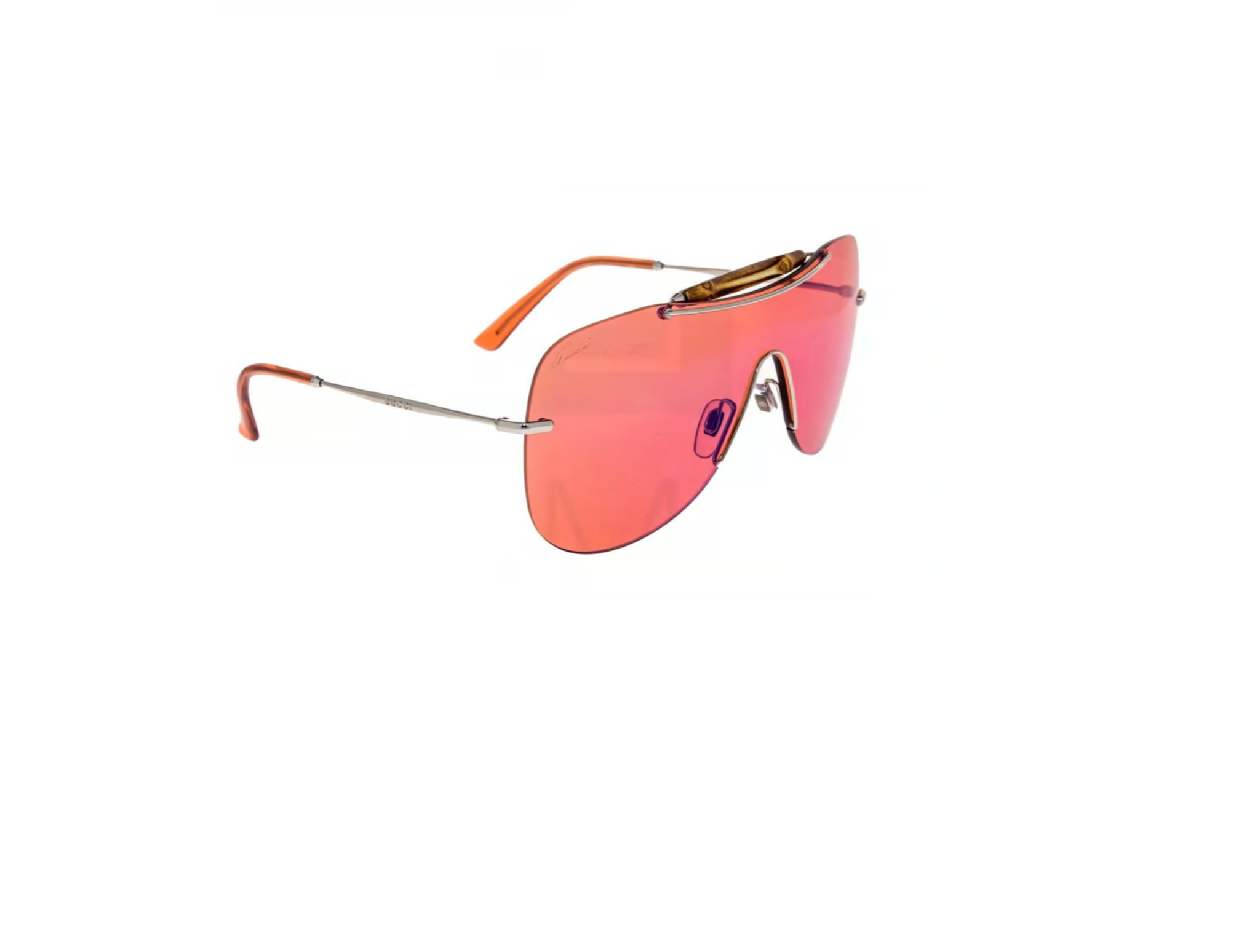 GUCCI PALLADIUM PINK BAMBOO MIRRORED SUNGLASSES