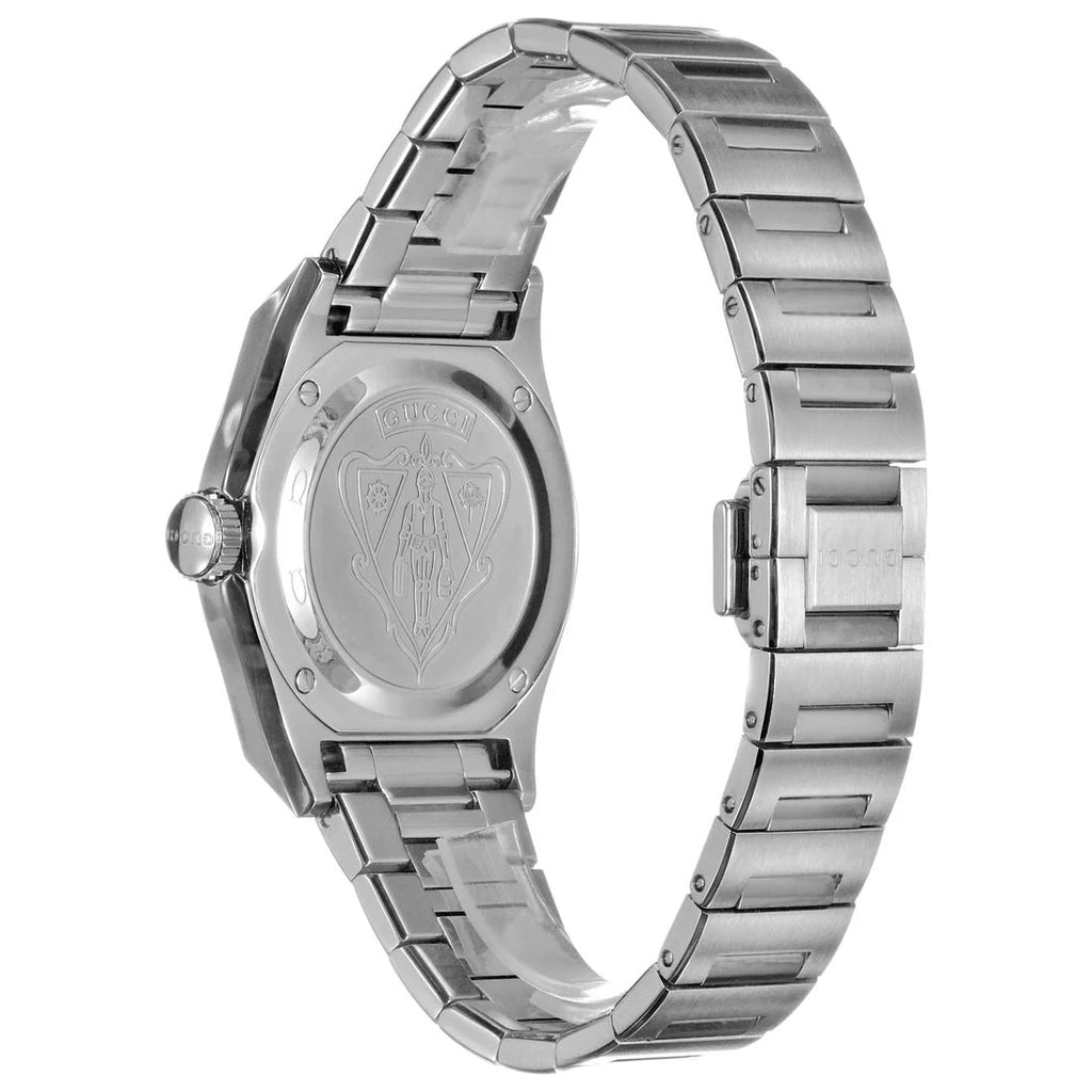GUCCI PANTHEON 115 MOP DIAMOND DIAL BRUSHED STAINLESS STEEL WATCH