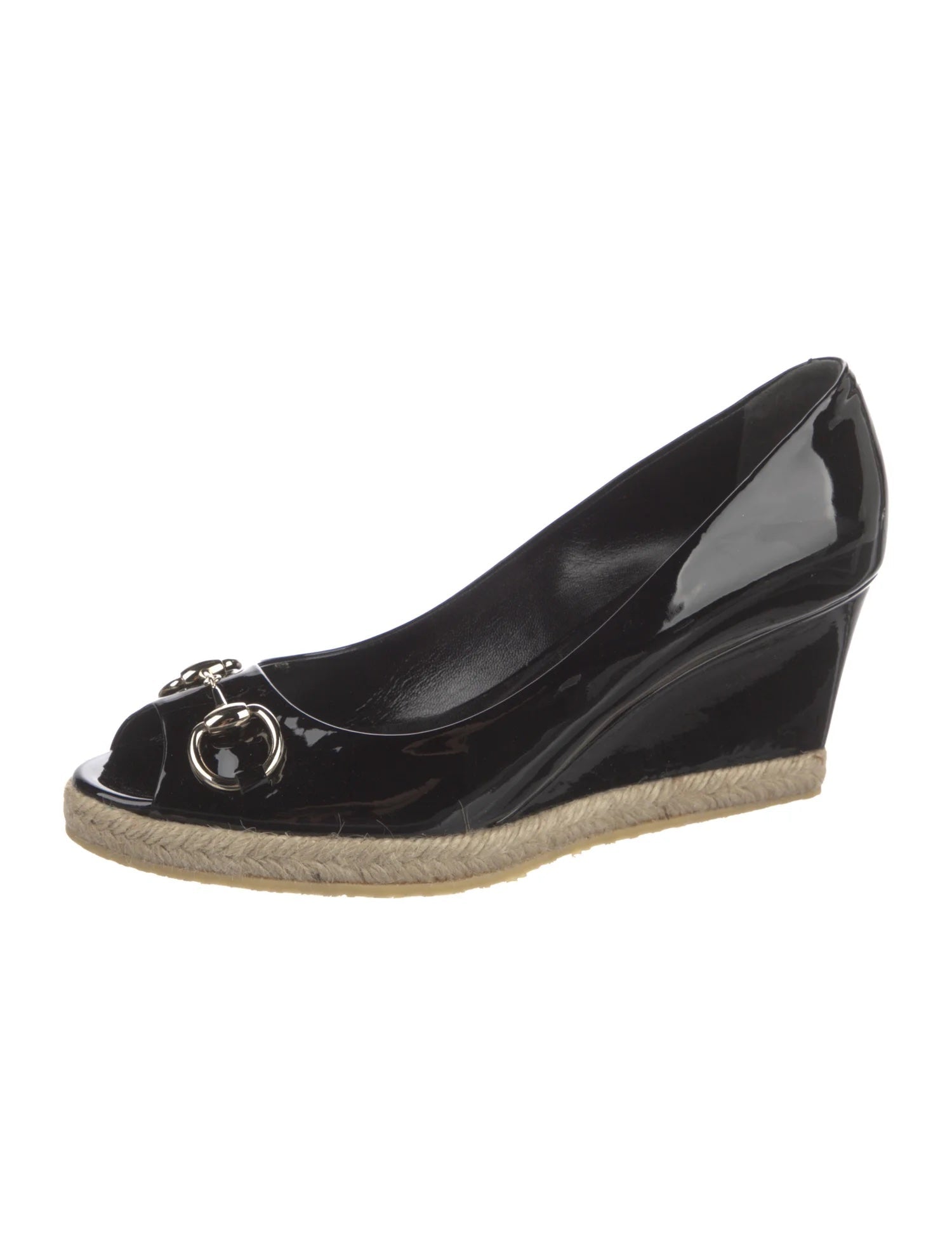 GUCCI HORSEBIT ACCENT WEDGE HEEL ESPADRILLES