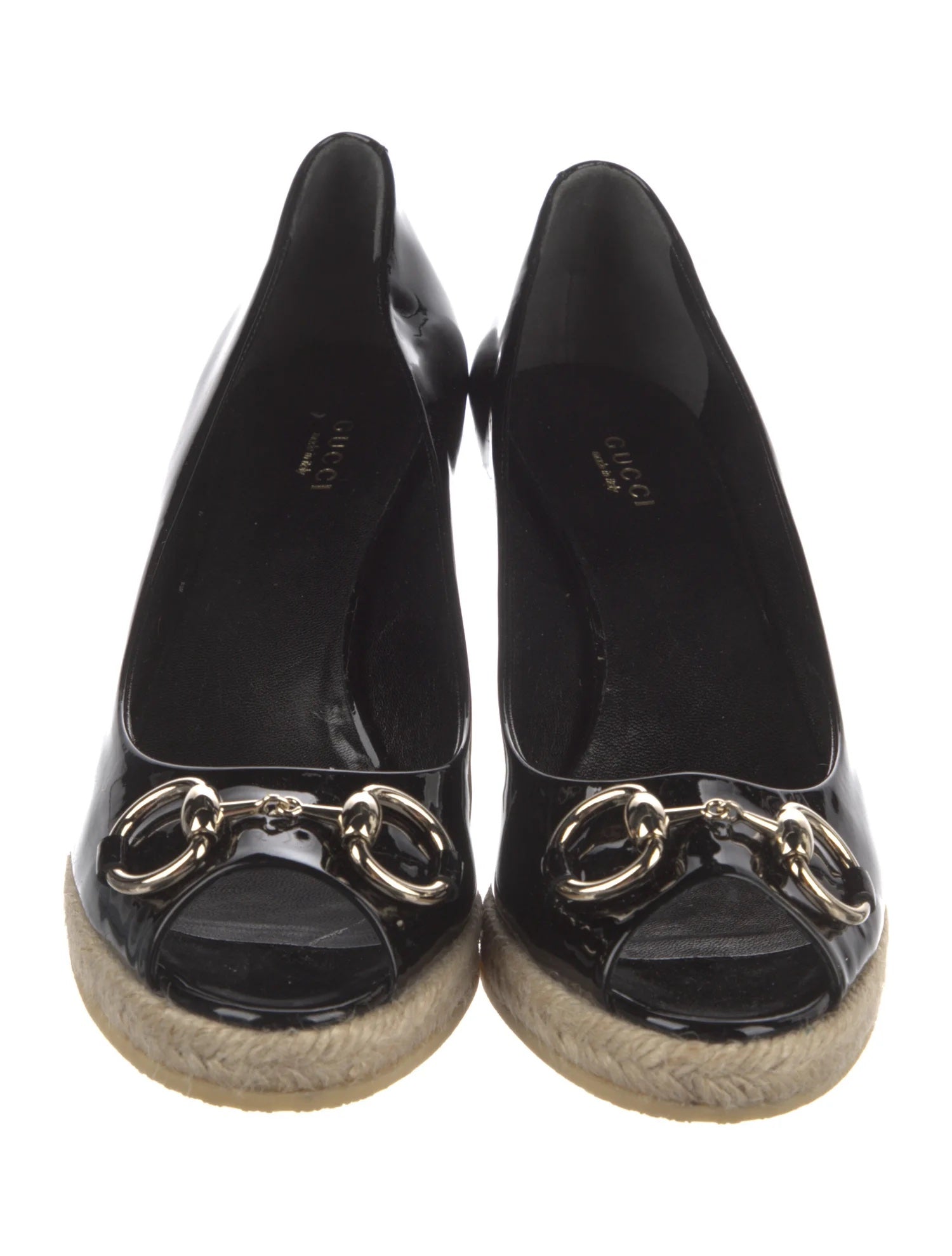 GUCCI HORSEBIT ACCENT WEDGE HEEL ESPADRILLES