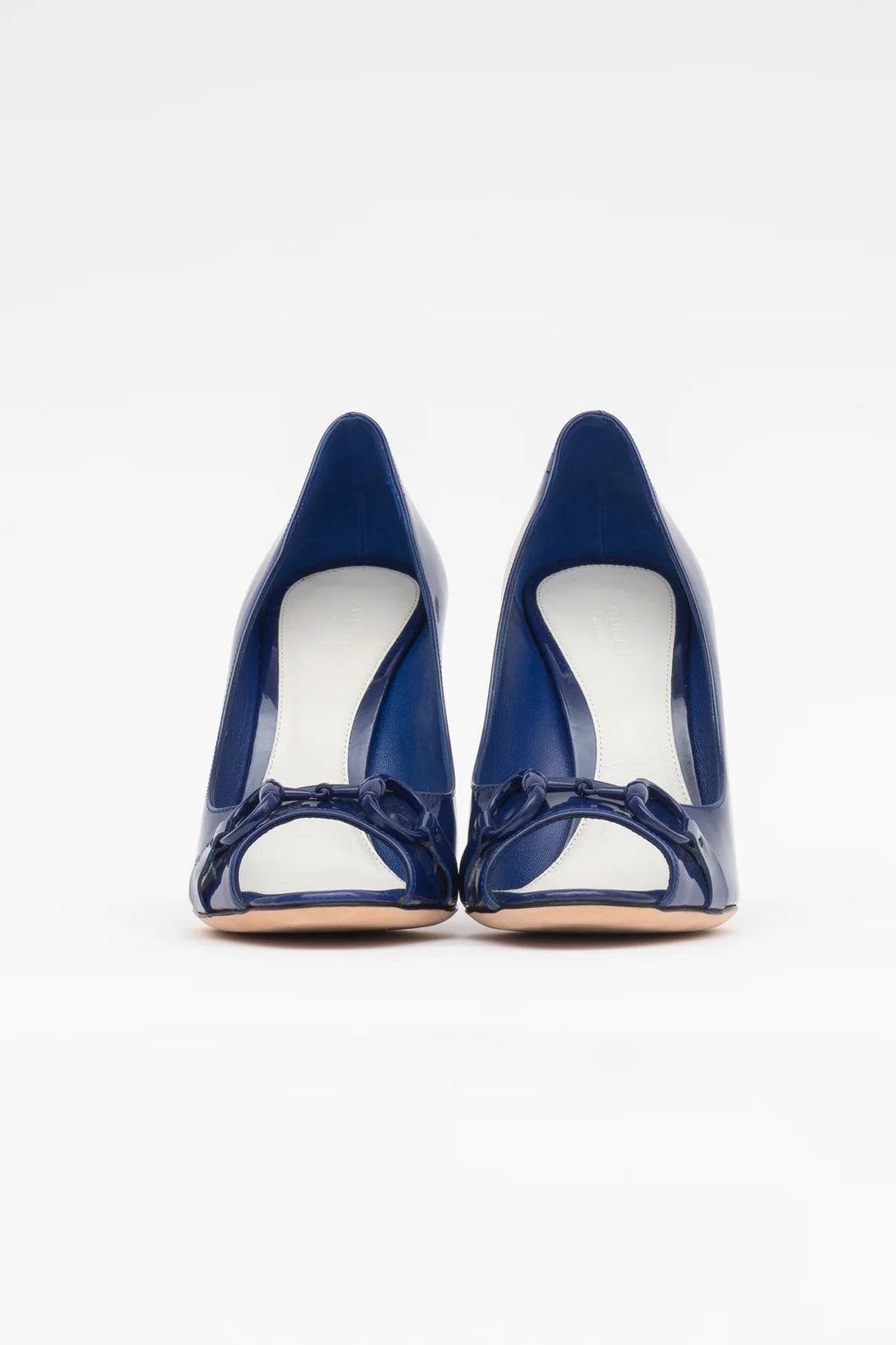 GUCCI HORSEBIT PATENT PEEP TOE PUMPS
