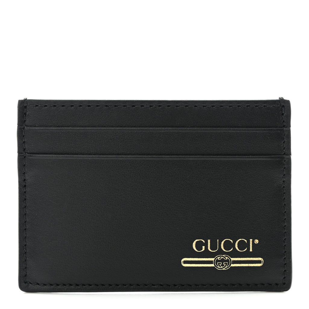 GUCCI PLUTONE CALFSKIN LEATHER LOGO CARD CASE
