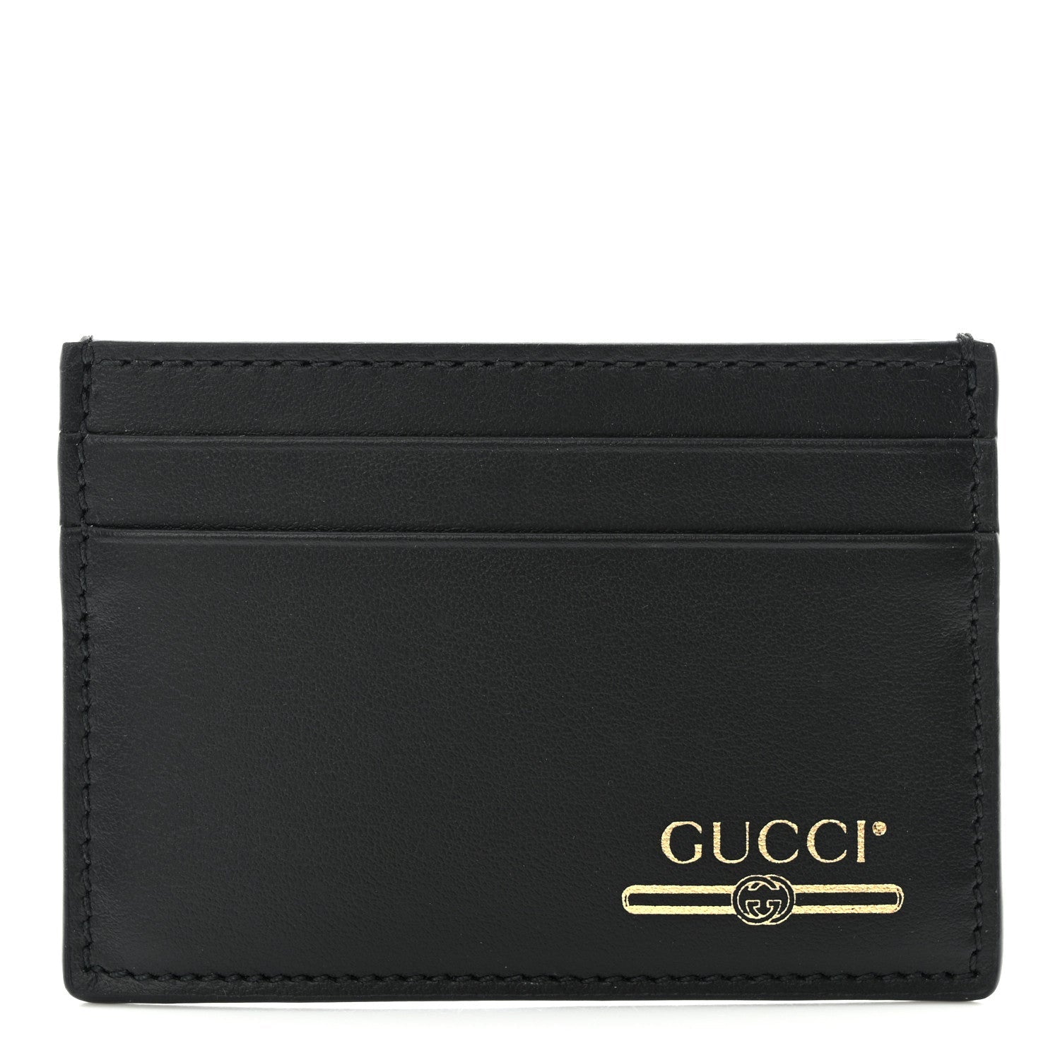 GUCCI PLUTONE CALFSKIN LEATHER LOGO CARD CASE