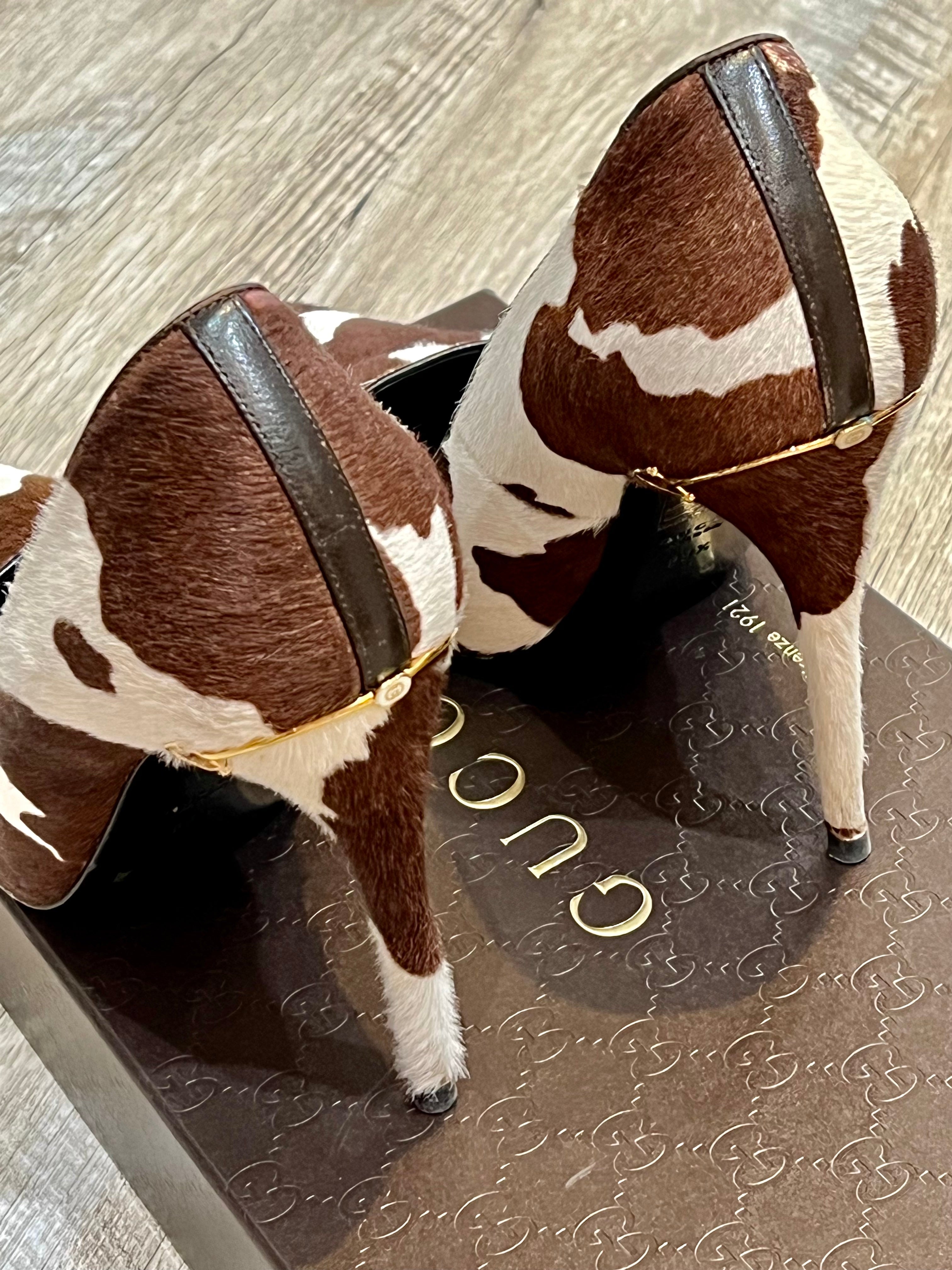 GUCCI POINTED TOE PONY HAIR PUMPS