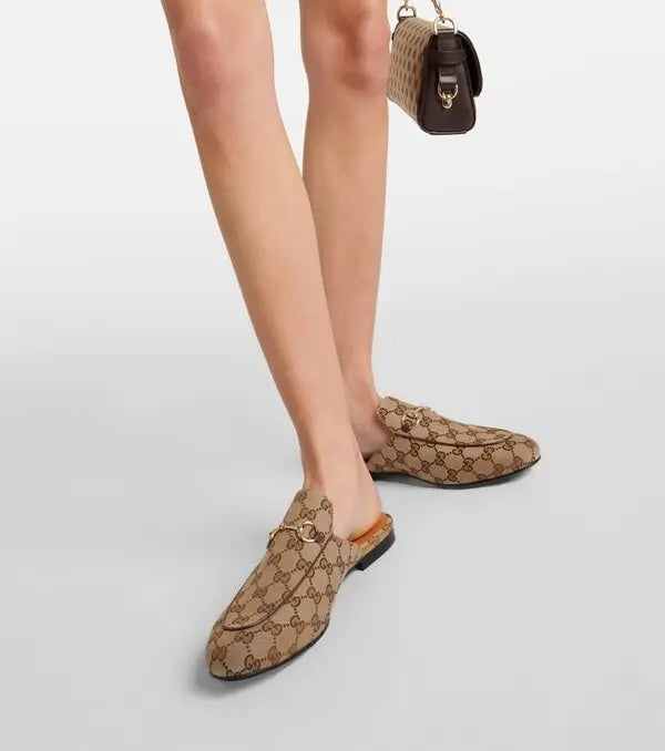 GUCCI JUMBO GG MONOGRAM PRINCETOWN LOAFER MULES