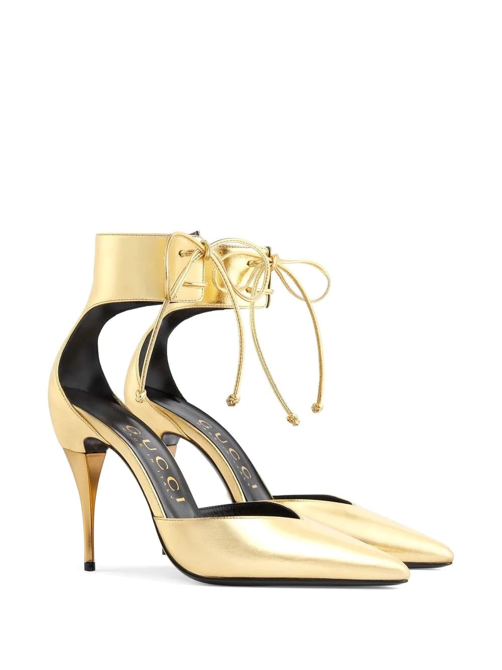 GUCCI PRISCILLA 105 METALLIC LEATHER PUMPS