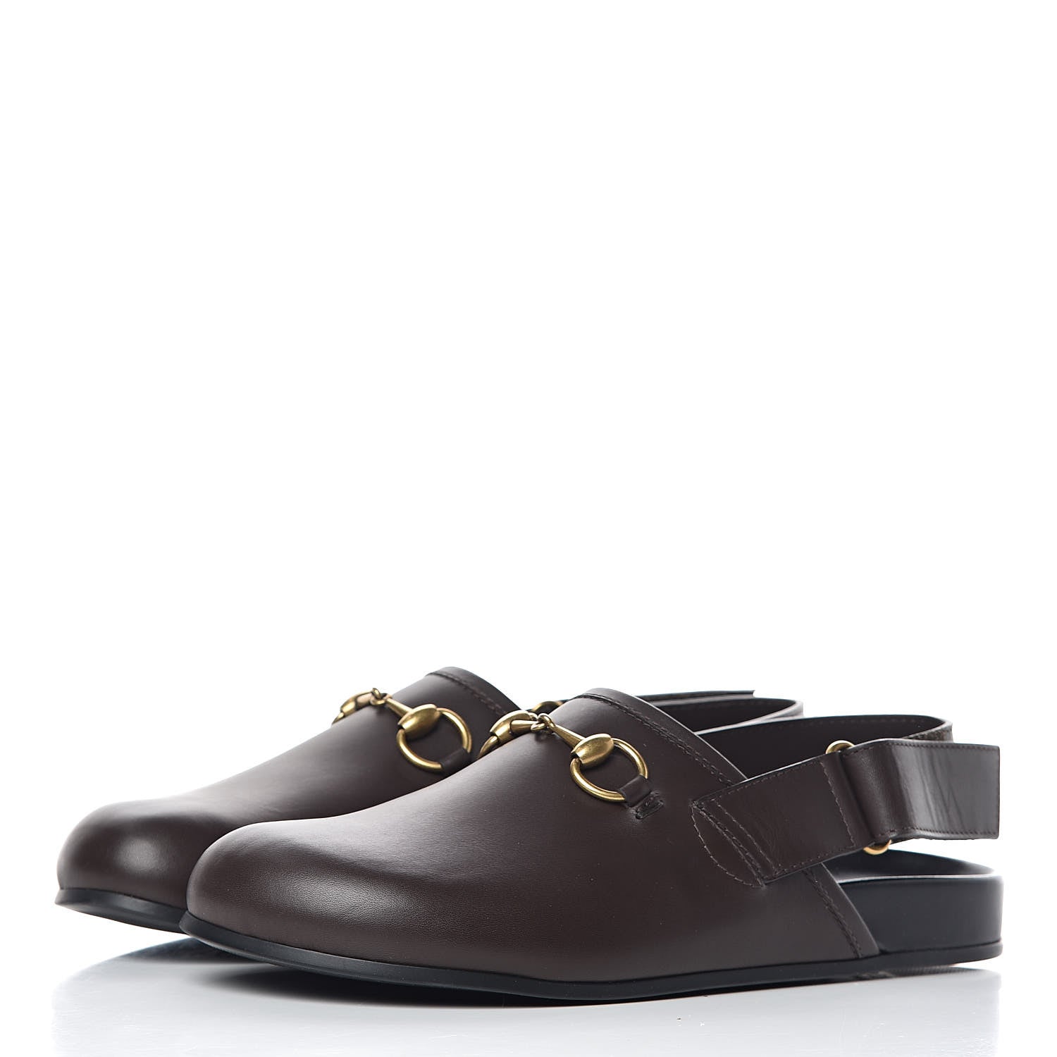 GUCCI MEN'S RIVER LEATHER HORSEBIT SLINGBACK SLIDES