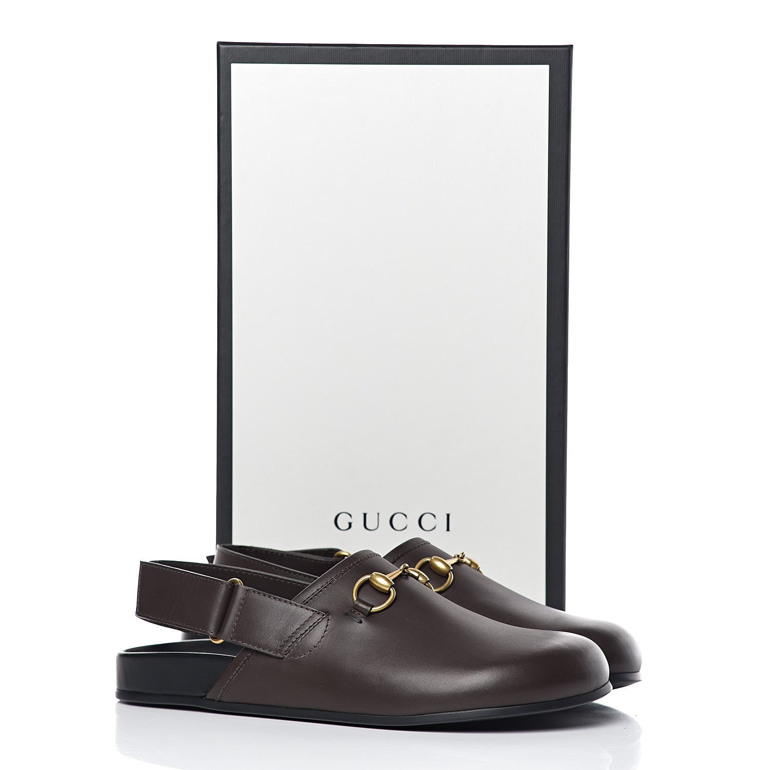 GUCCI MEN'S RIVER LEATHER HORSEBIT SLINGBACK SLIDES
