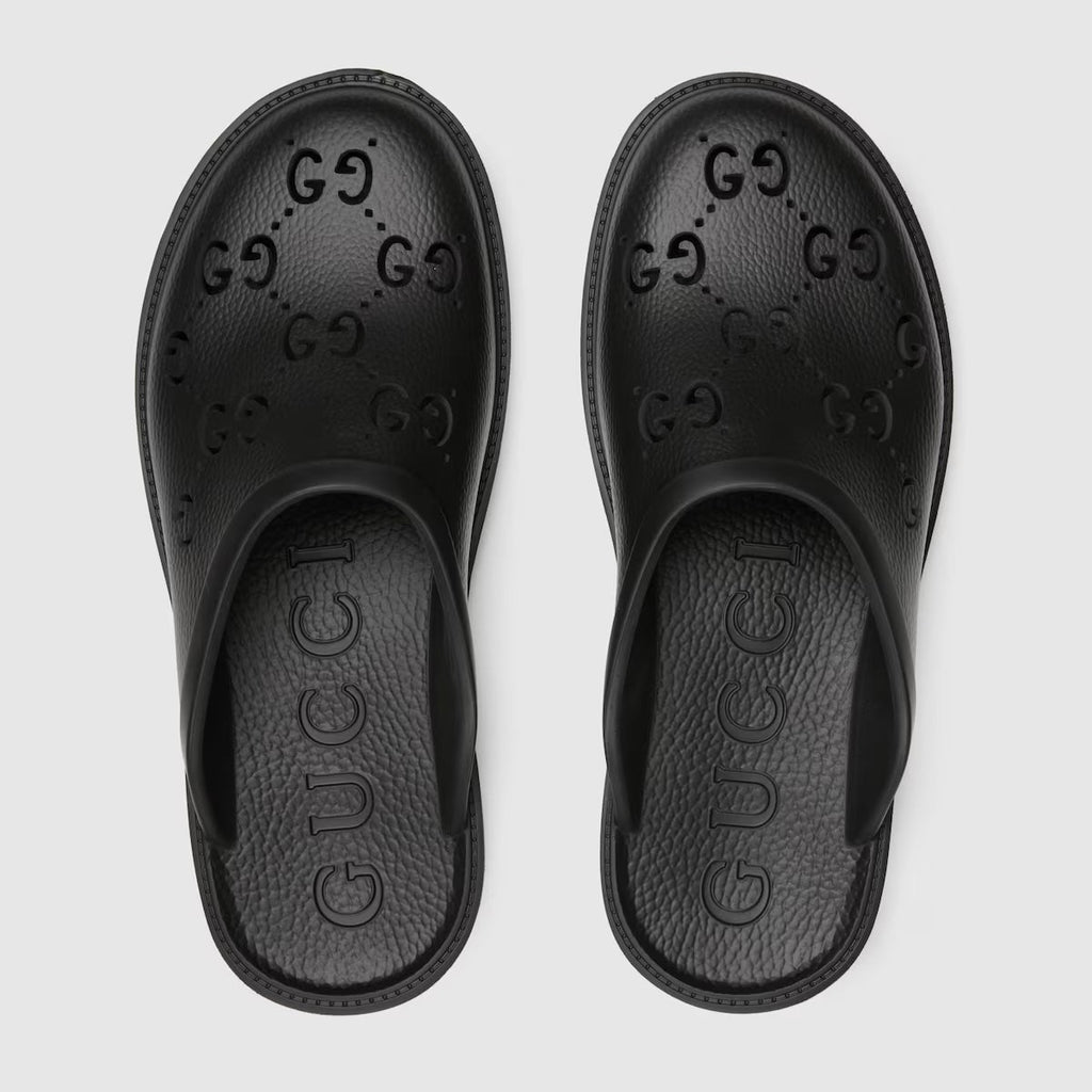 GUCCI GG MONOGRAM PERFORATED RUBBER MEN'S SLIDES
