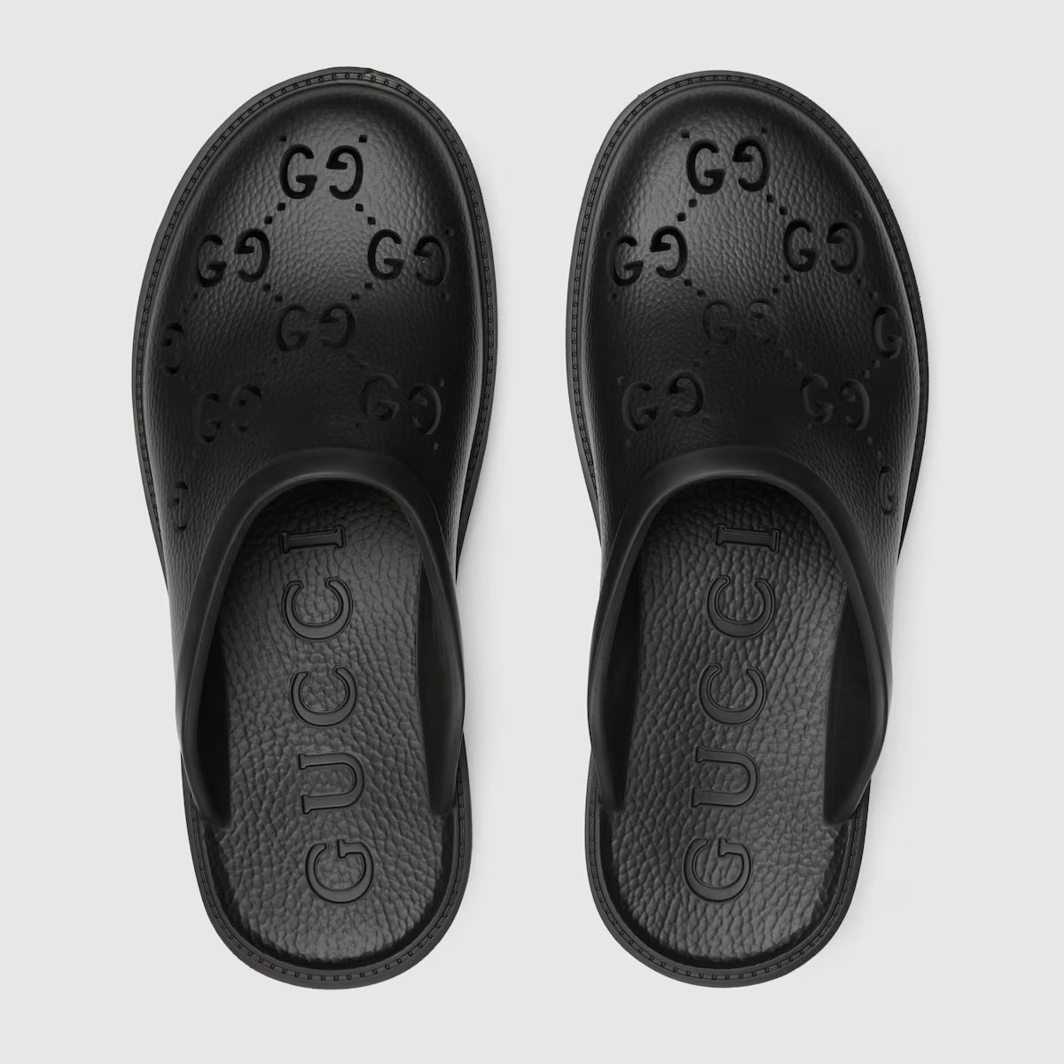 GUCCI GG MONOGRAM PERFORATED RUBBER MEN'S SLIDES