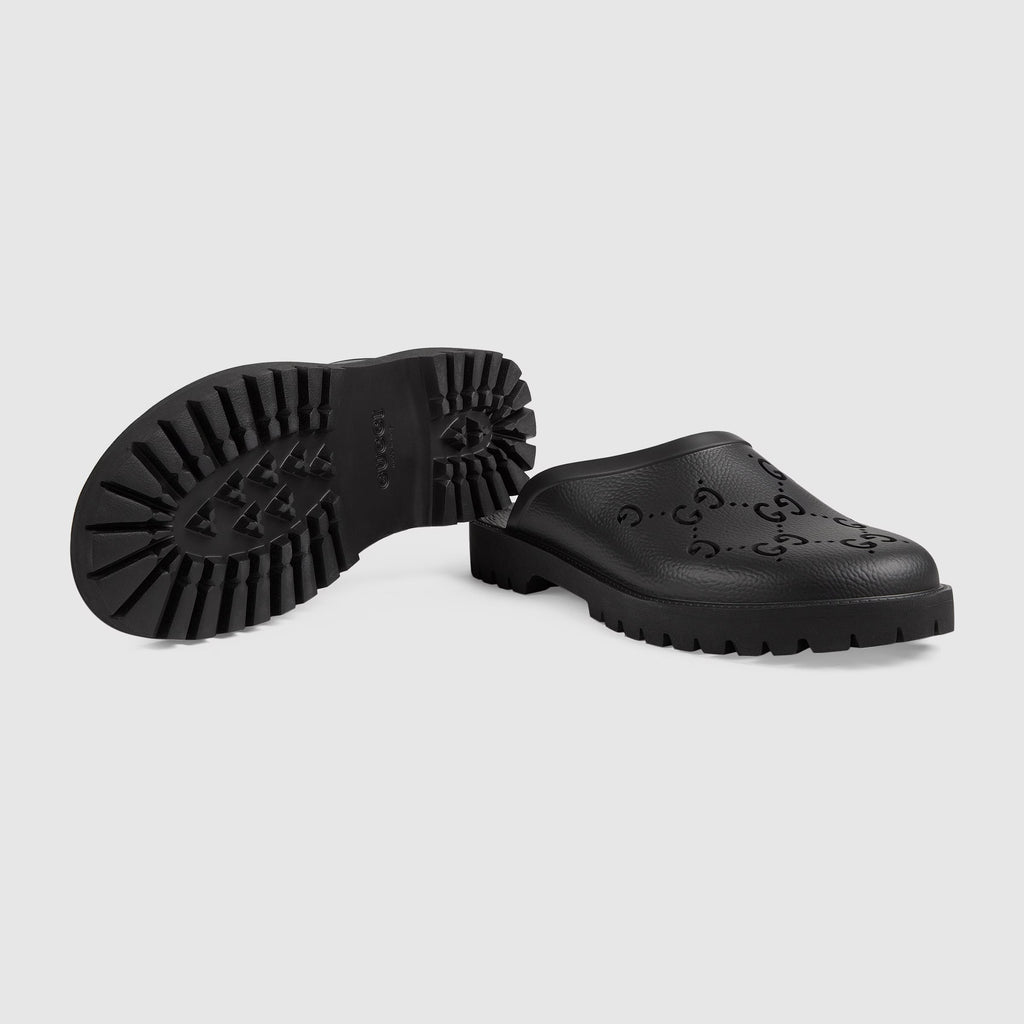 GUCCI GG MONOGRAM PERFORATED RUBBER MEN'S SLIDES