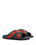 GUCCI RUBBER WEB CRISS CROSS SLIDE SANDALS