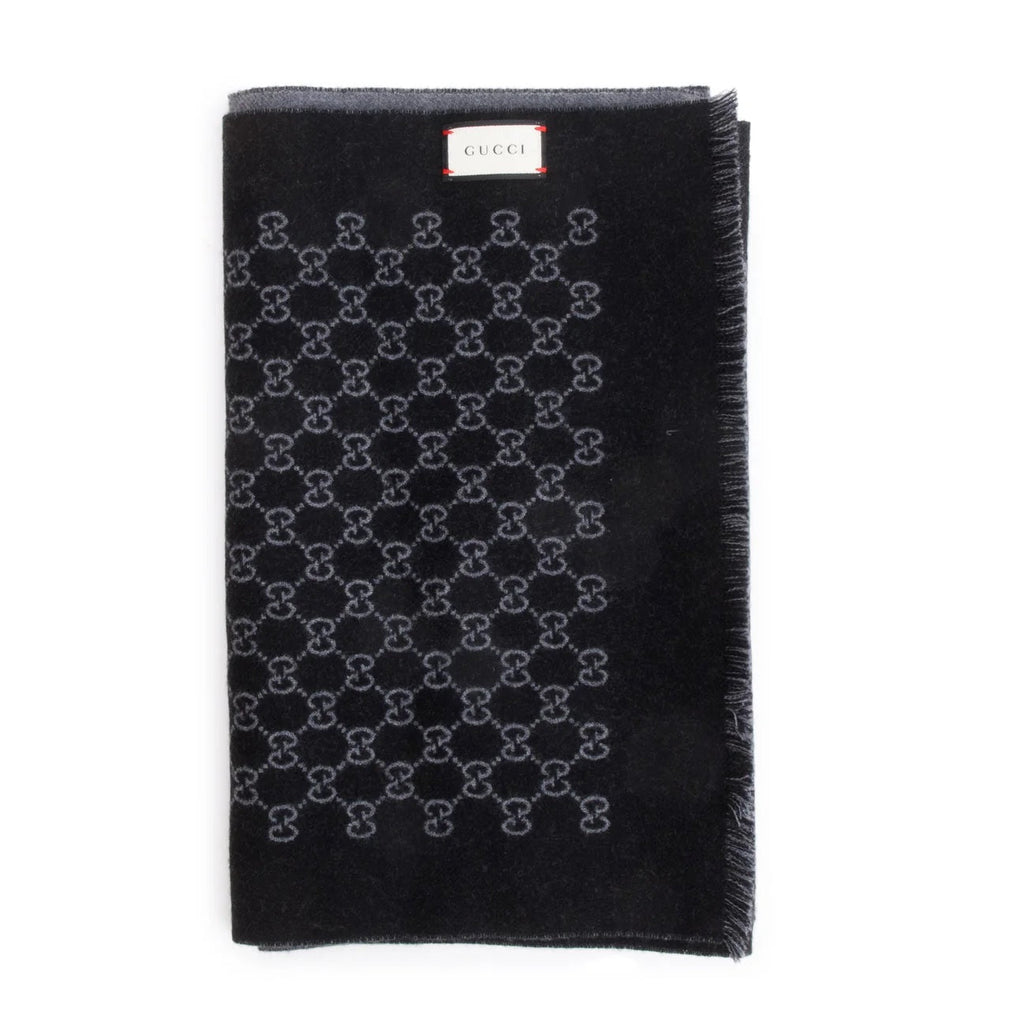GUCCI GG JACQUARD KNITTED WOOL SCARF