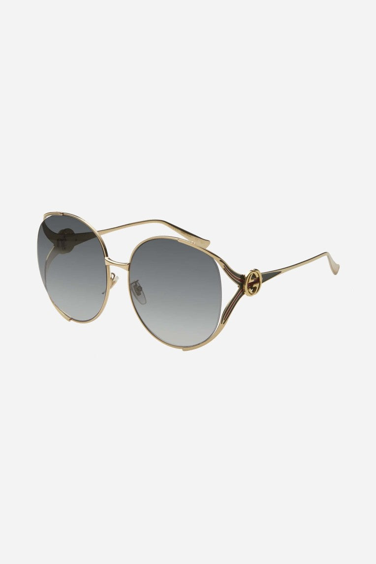 GUCCI ROUND 63MM GOLD FRAME GRADIENT SUNGLASSES 0225S