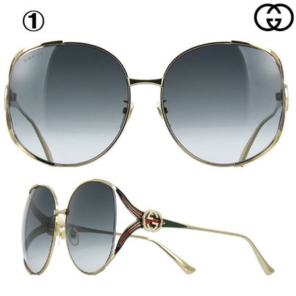 GUCCI ROUND 63MM GOLD FRAME GRADIENT SUNGLASSES 0225S