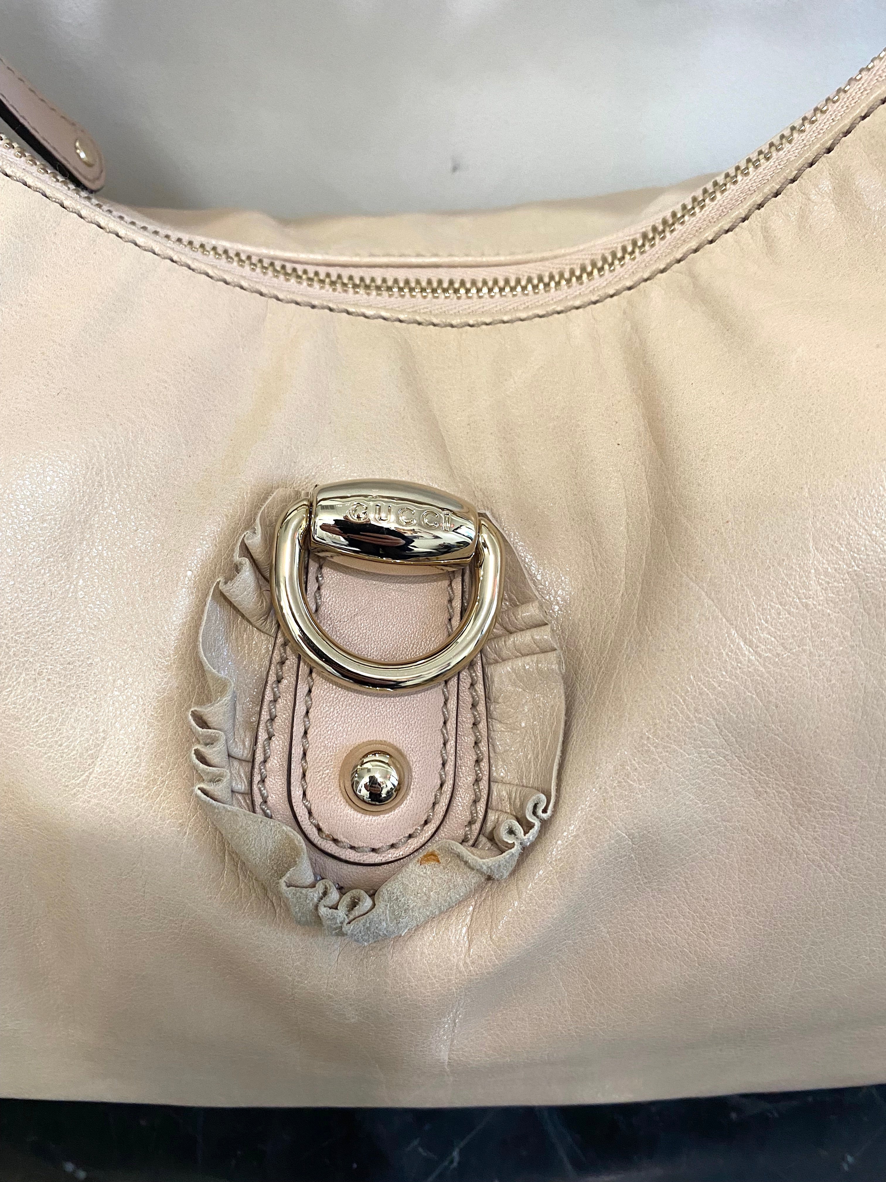 GUCCI SABRINA RUFFLE LEATHER HOBO BAG