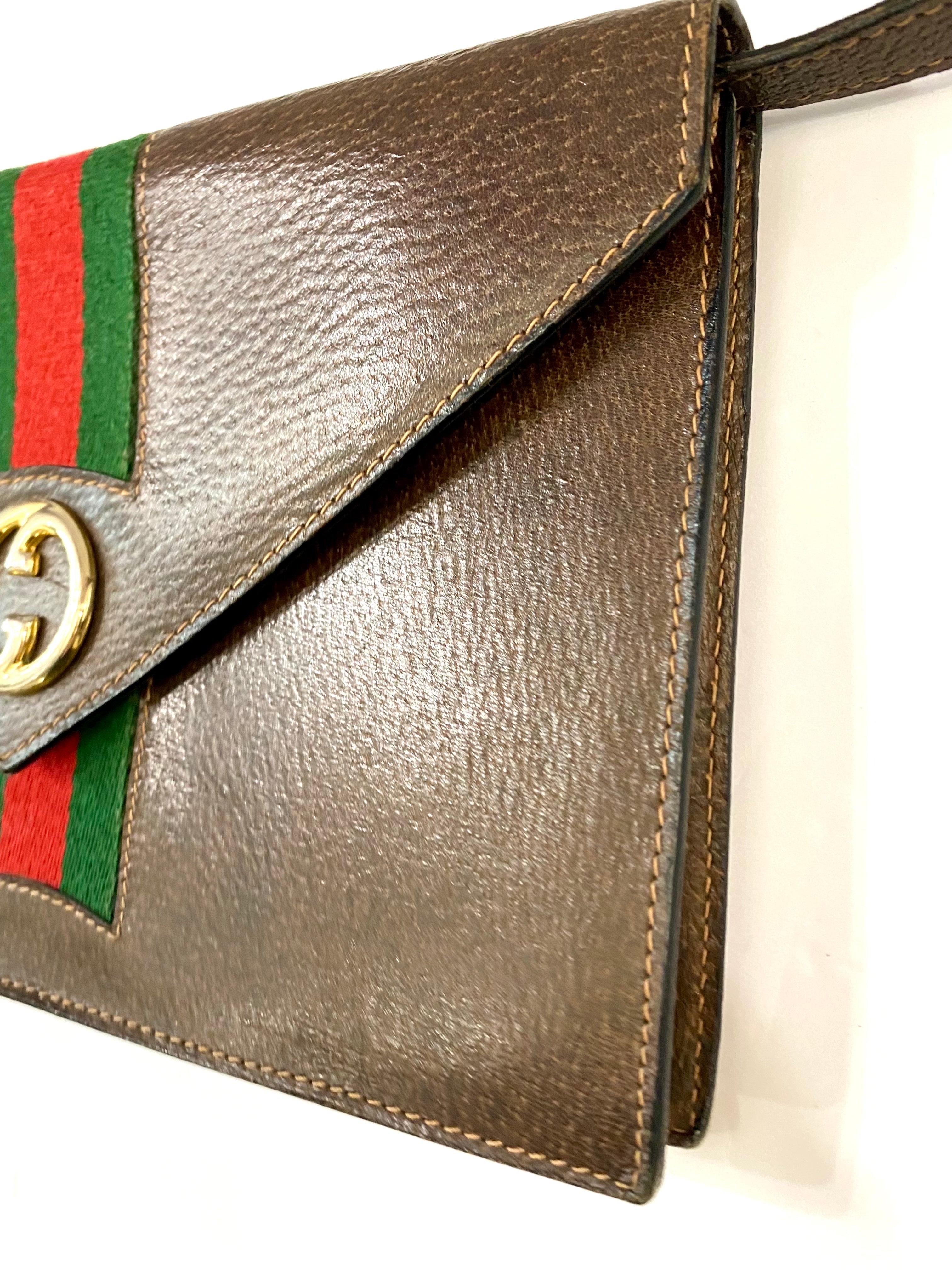 GUCCI SHERRY LINE GG INTERLOCKING WEB LEATHER SHOULDER BAG