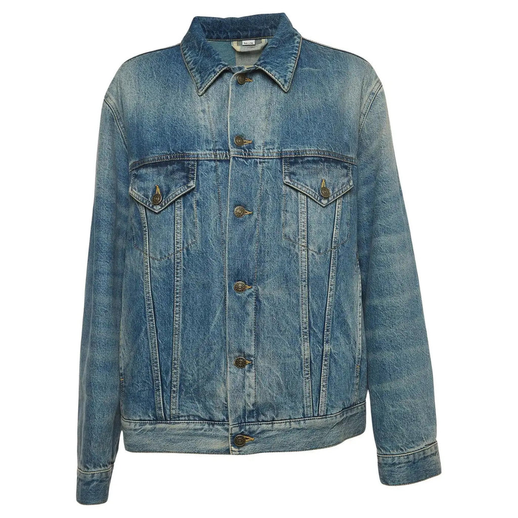GUCCI TATAN & GINGHAM SHUNGA PEARL EMBROIDERED DENIM JACKET