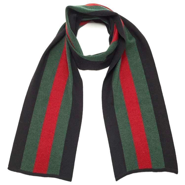 GUCCI SILK WOOL WEB KNIT SCARF