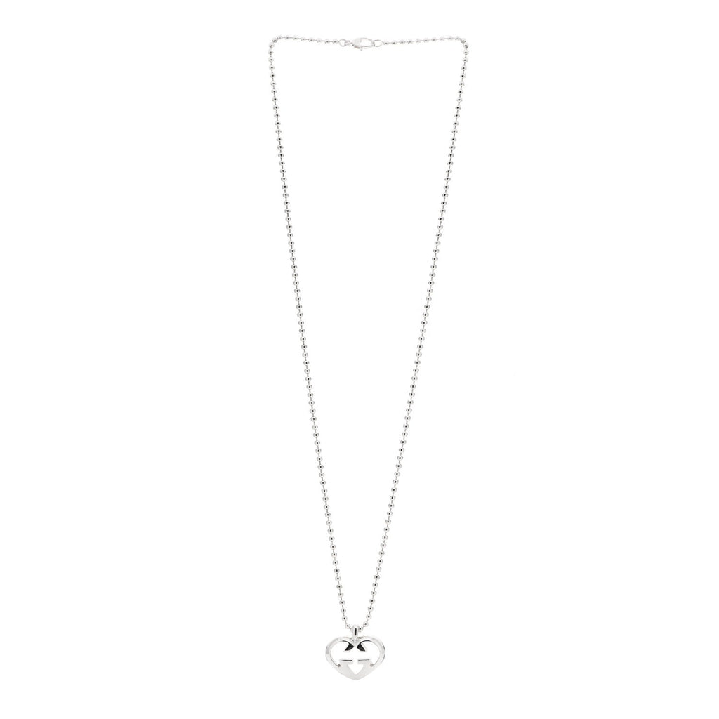 GUCCI STERLING SILVER BRITT HEART PENDANT NECKLACE