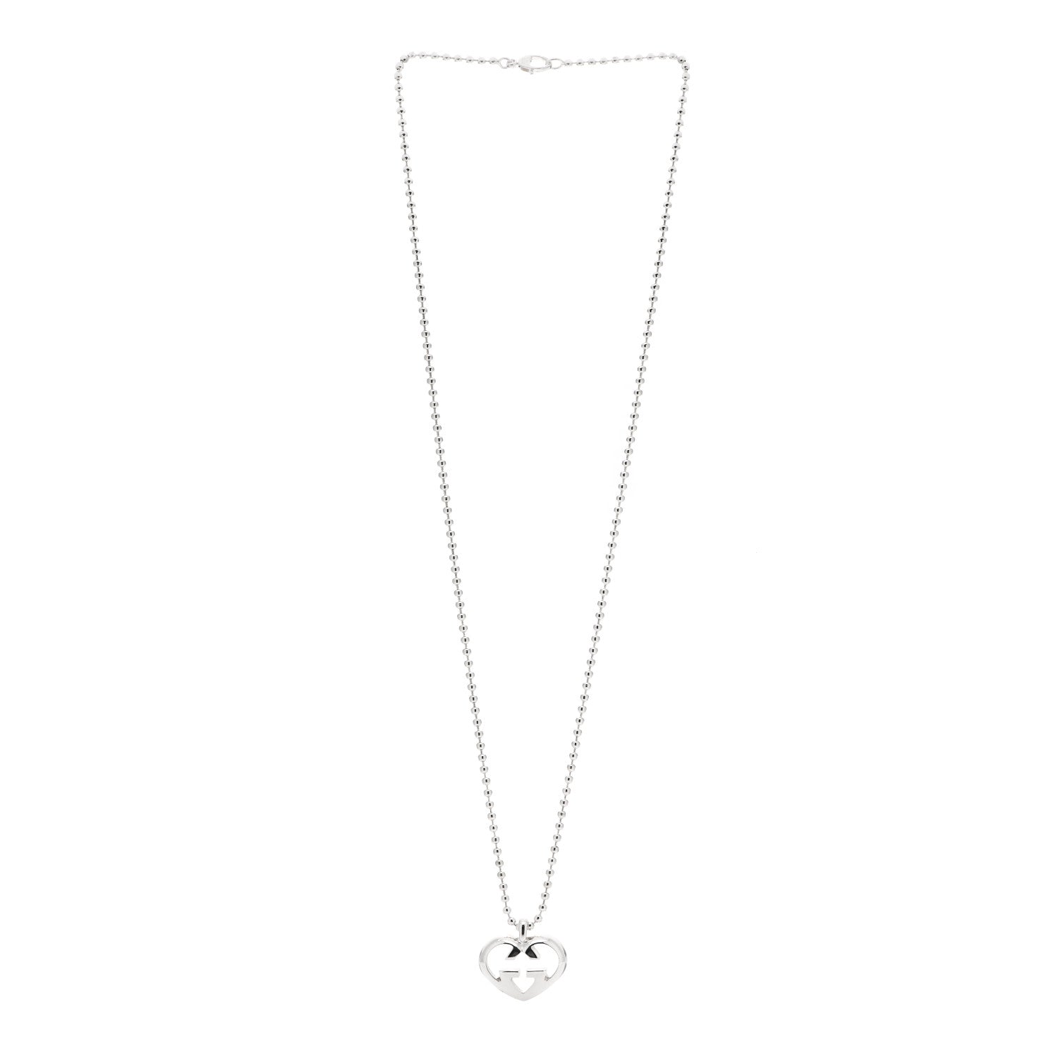 GUCCI STERLING SILVER BRITT HEART PENDANT NECKLACE