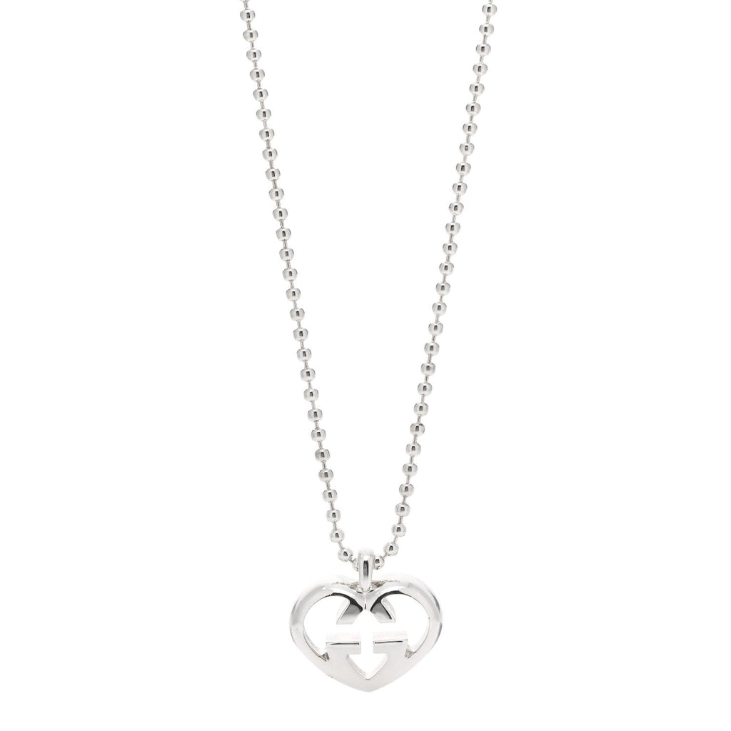 GUCCI STERLING SILVER BRITT HEART PENDANT NECKLACE