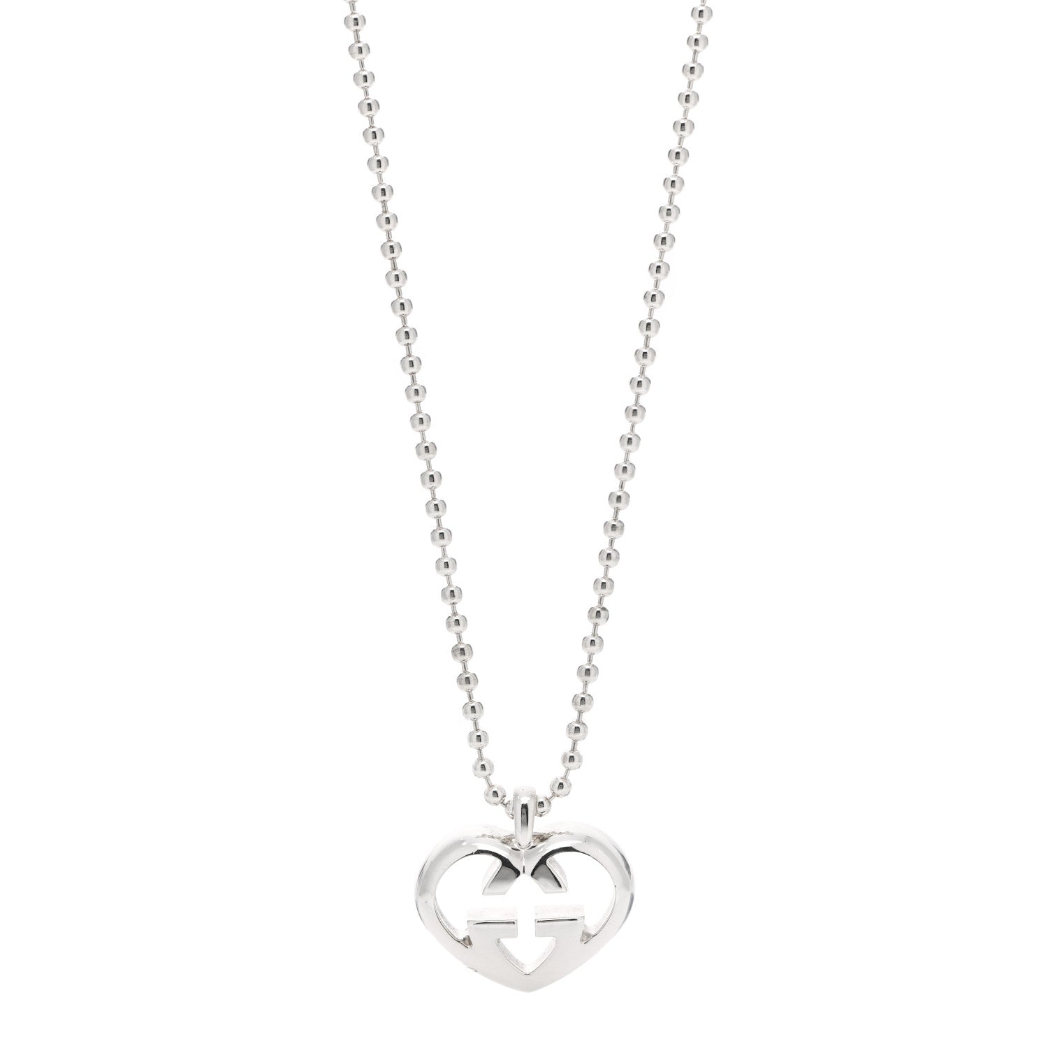 GUCCI STERLING SILVER BRITT HEART PENDANT NECKLACE