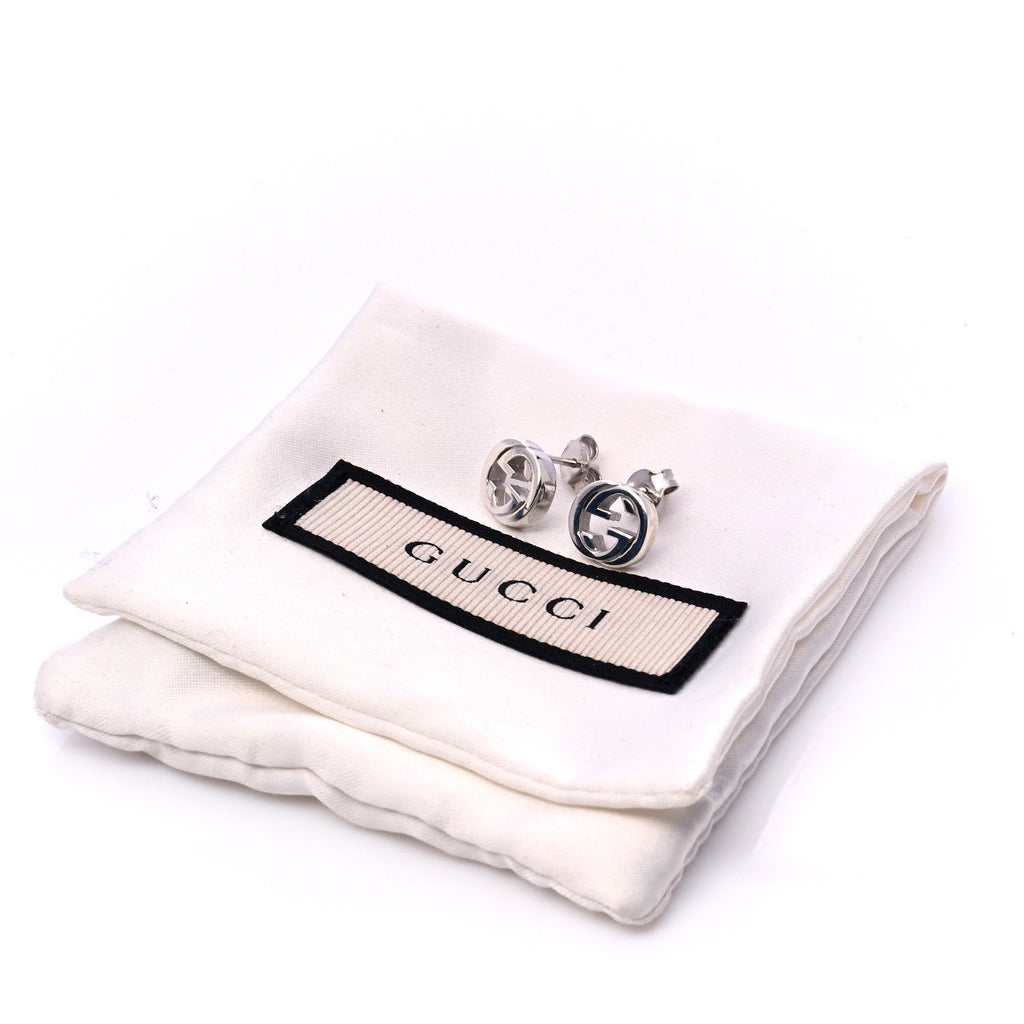 GUCCI INTERLOCKING GG STERLING SILVER STUD EARRINGS
