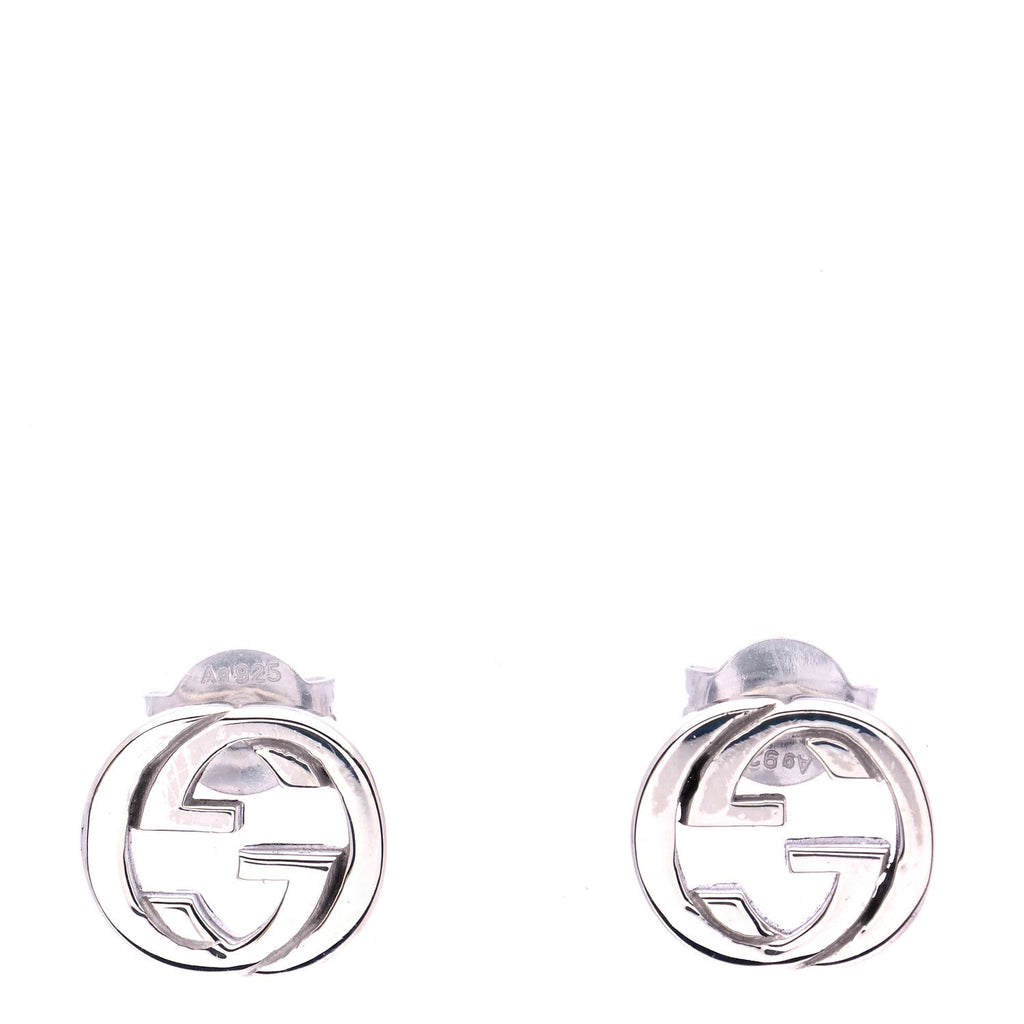 GUCCI INTERLOCKING GG STERLING SILVER STUD EARRINGS