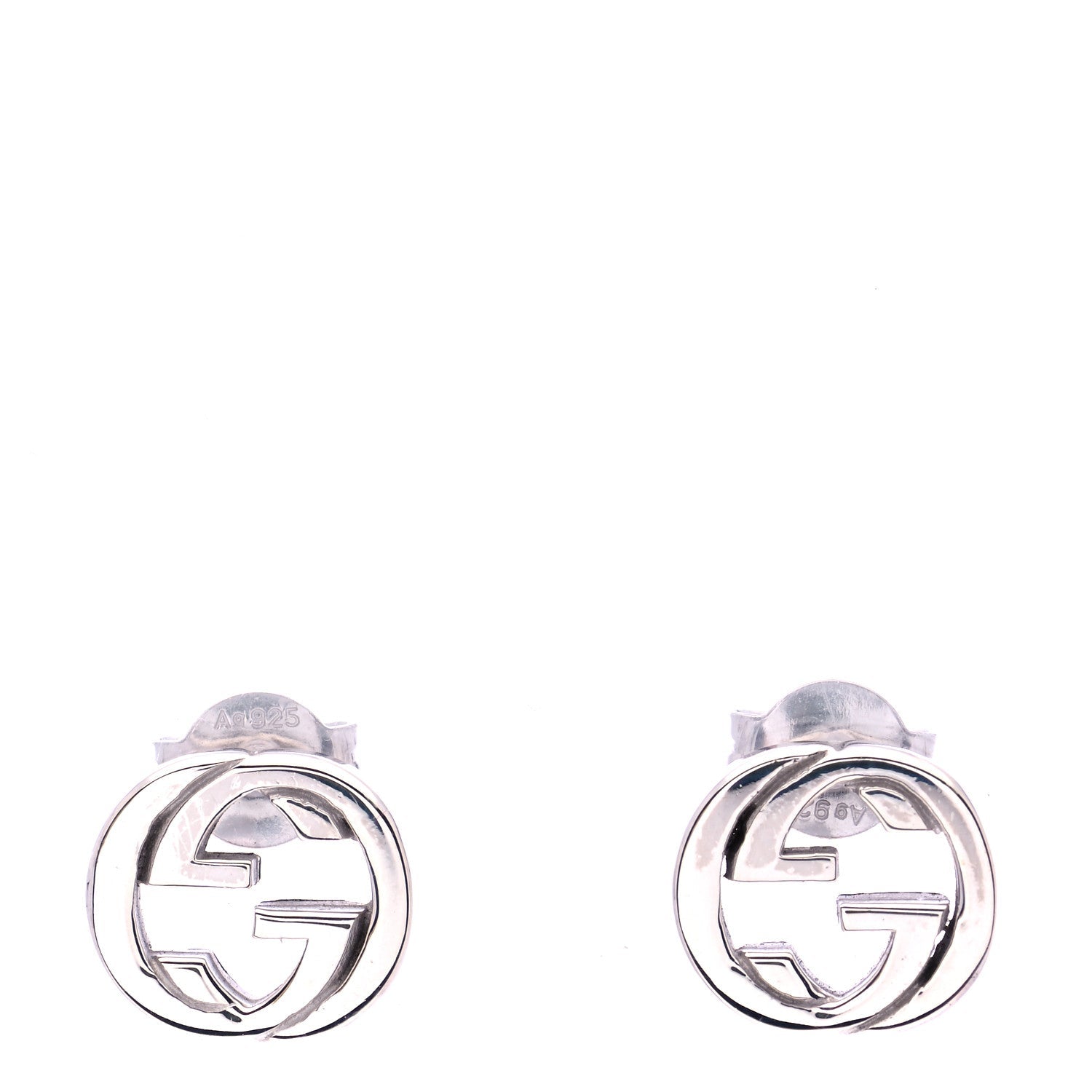 GUCCI INTERLOCKING GG STERLING SILVER STUD EARRINGS
